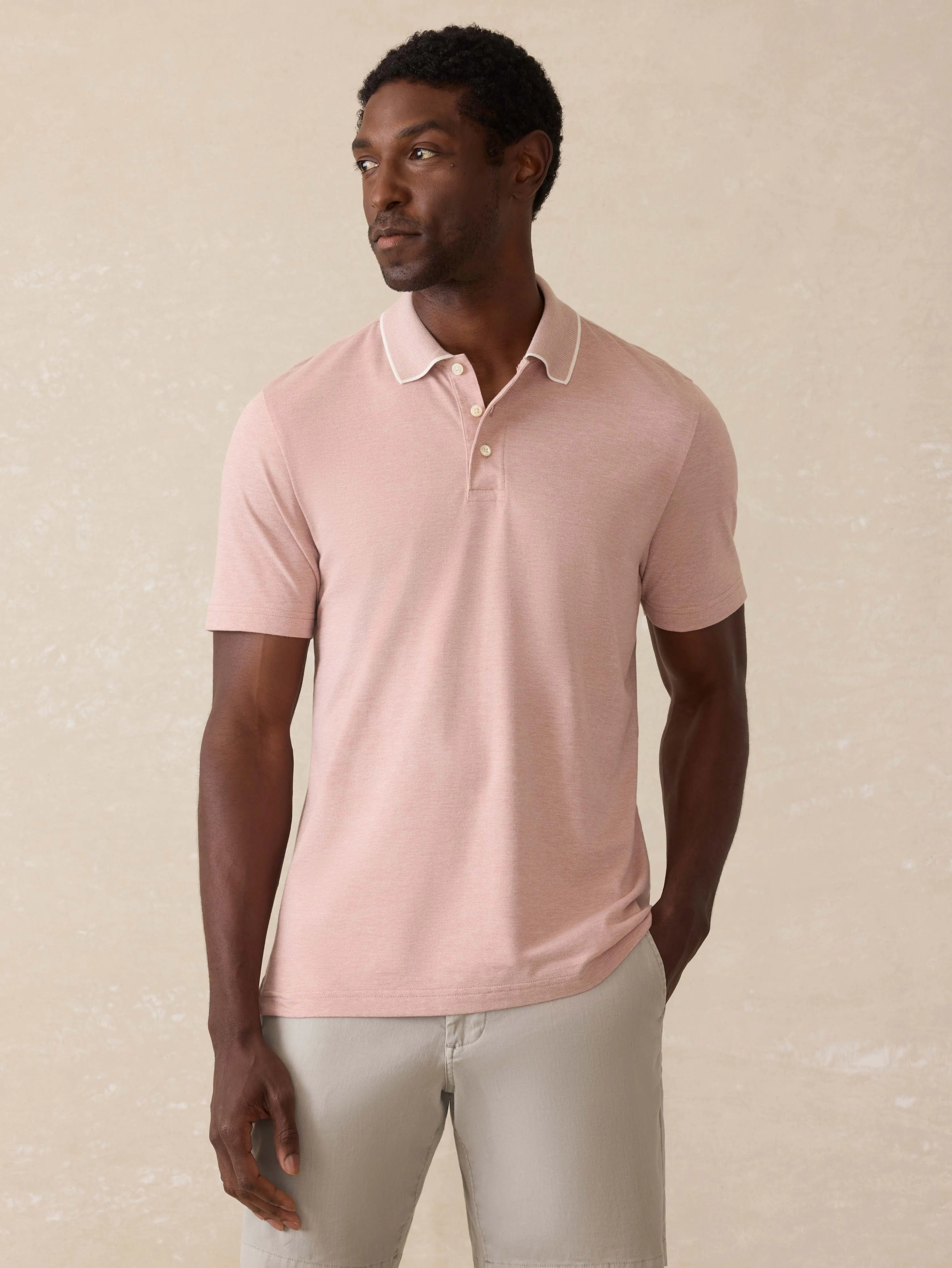 Short-Sleeve Movement™ Pique Polo - Sedona Melange sold by Faherty