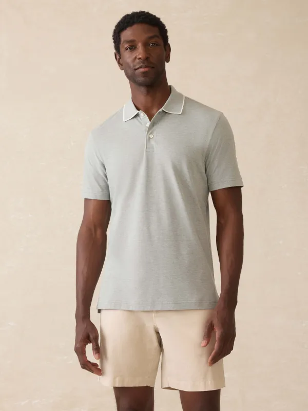 Short-Sleeve Movement Pique Polo - Moss Stone Melange sold by Faherty