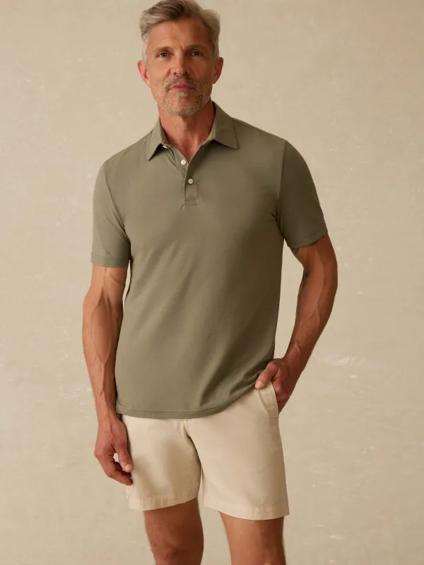 Short-Sleeve Movement™ Polo Shirt - Olive Pine Feeder sold by Faherty