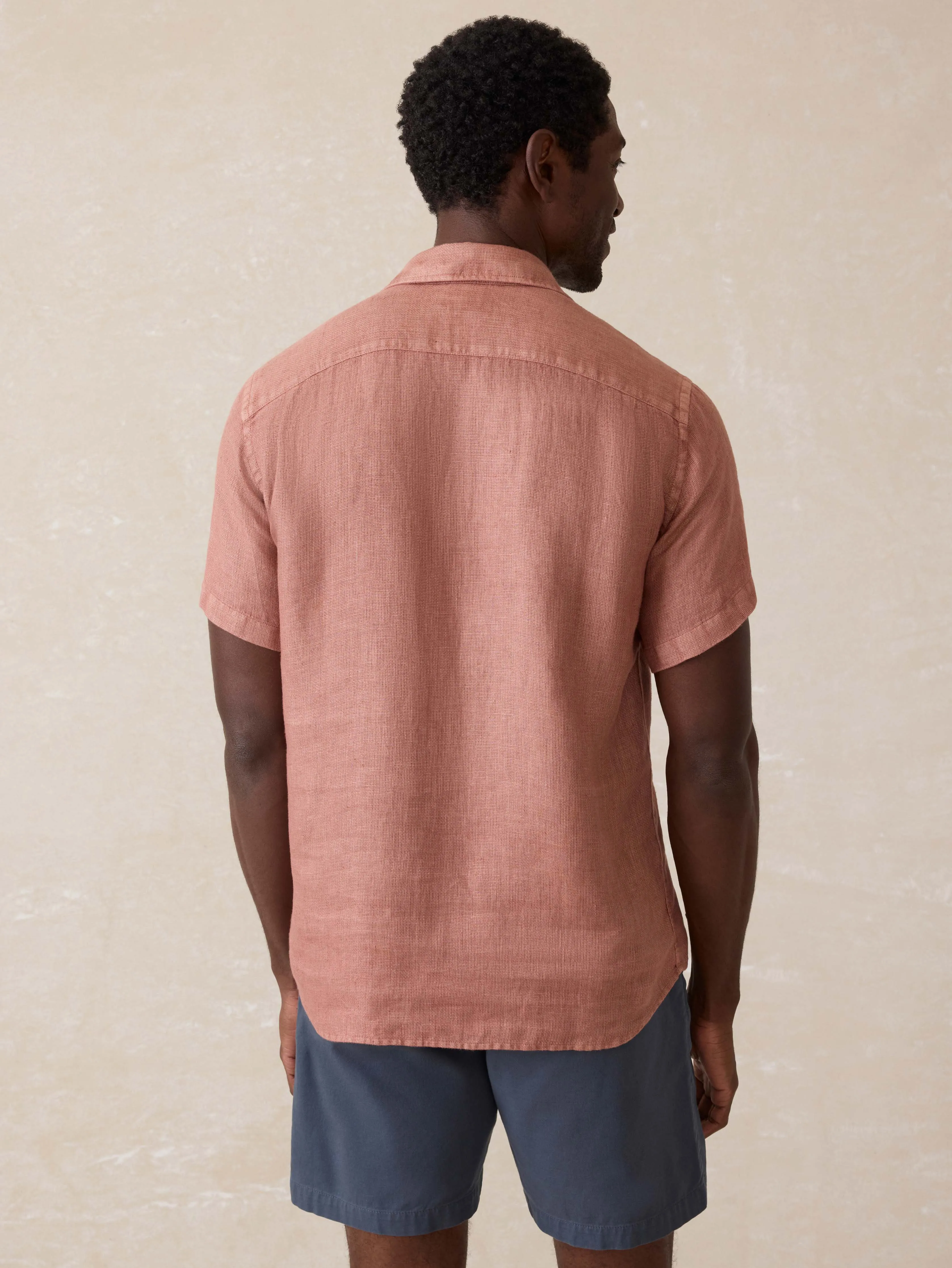 Short Sleeve Palma Linen Shirt - Cedar Rose sold by Faherty product image thumbnail 5