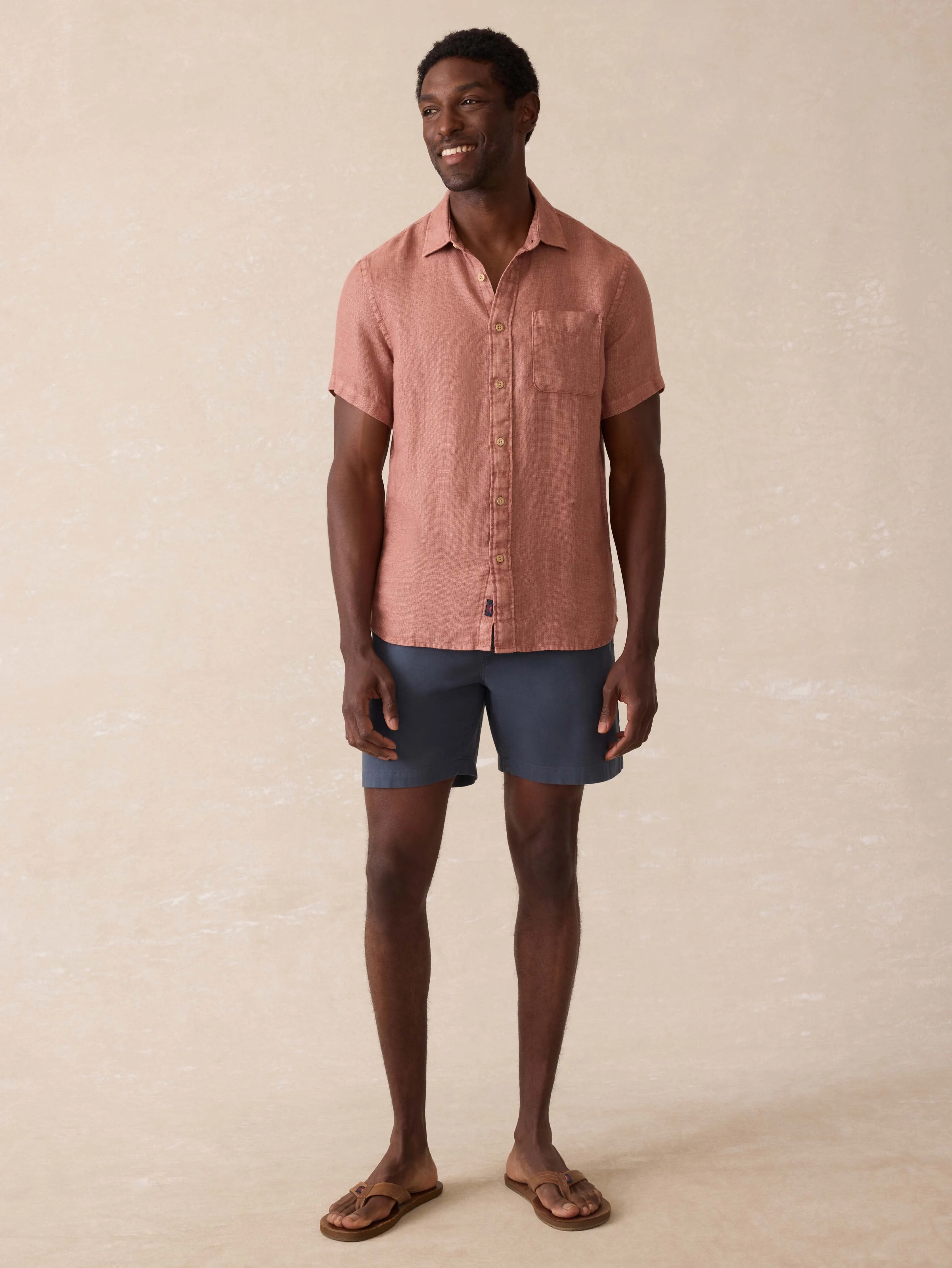 Short Sleeve Palma Linen Shirt - Cedar Rose sold by Faherty product image thumbnail 4