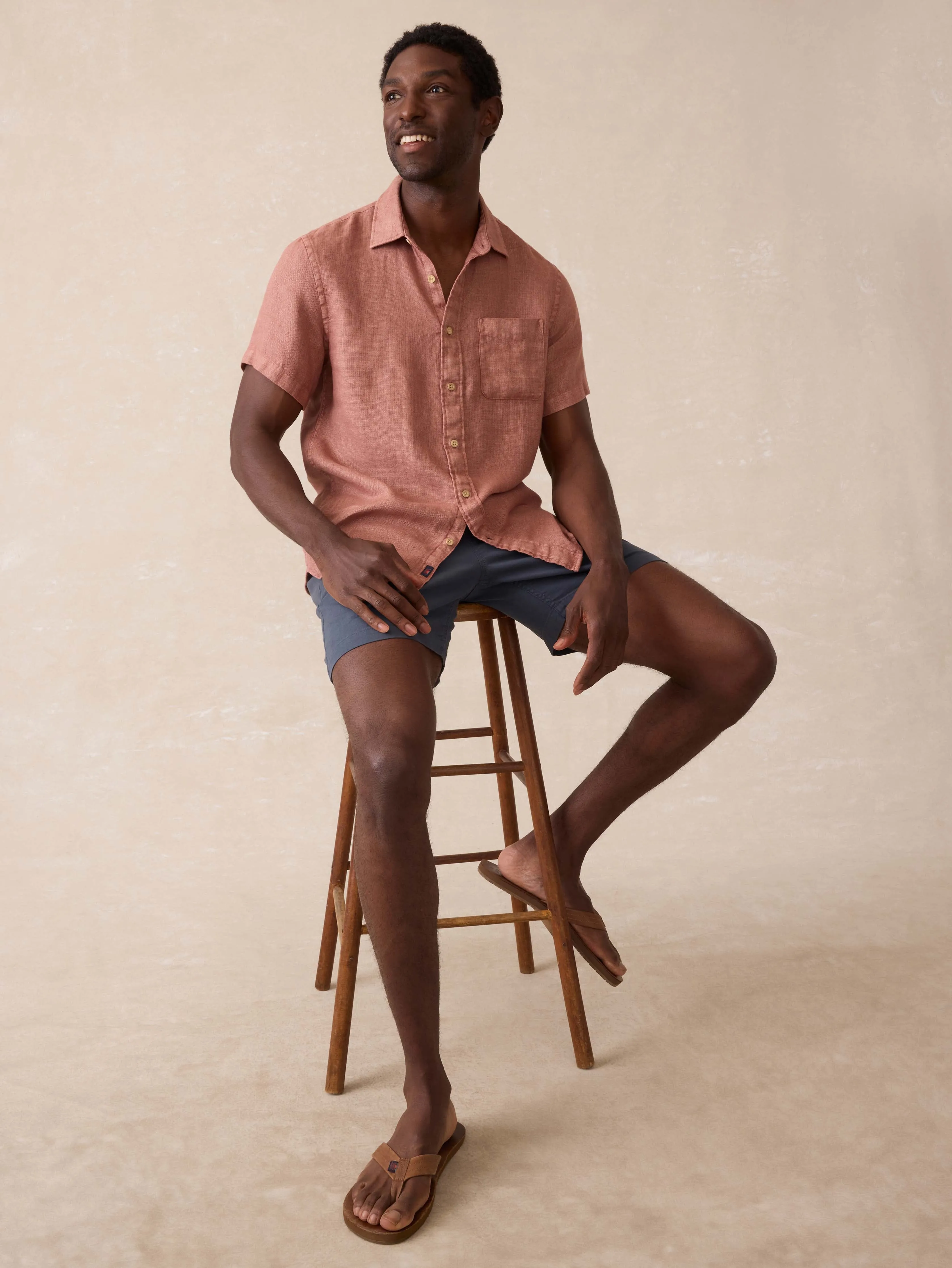 Short Sleeve Palma Linen Shirt - Cedar Rose sold by Faherty product image thumbnail 2