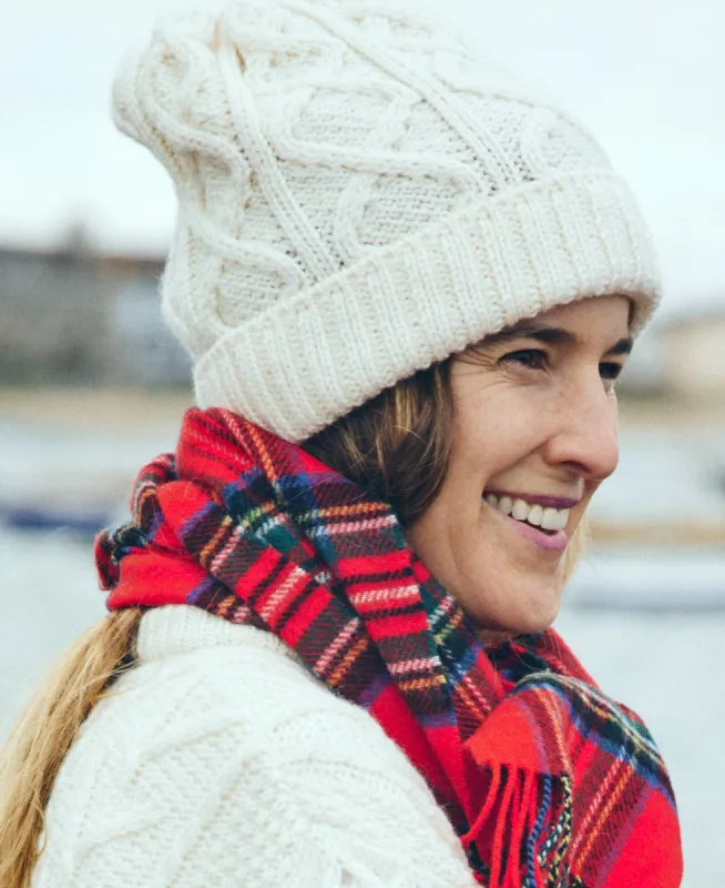 Aran Irish Cable Knit Beanie - Ivory Isle sold by Faherty