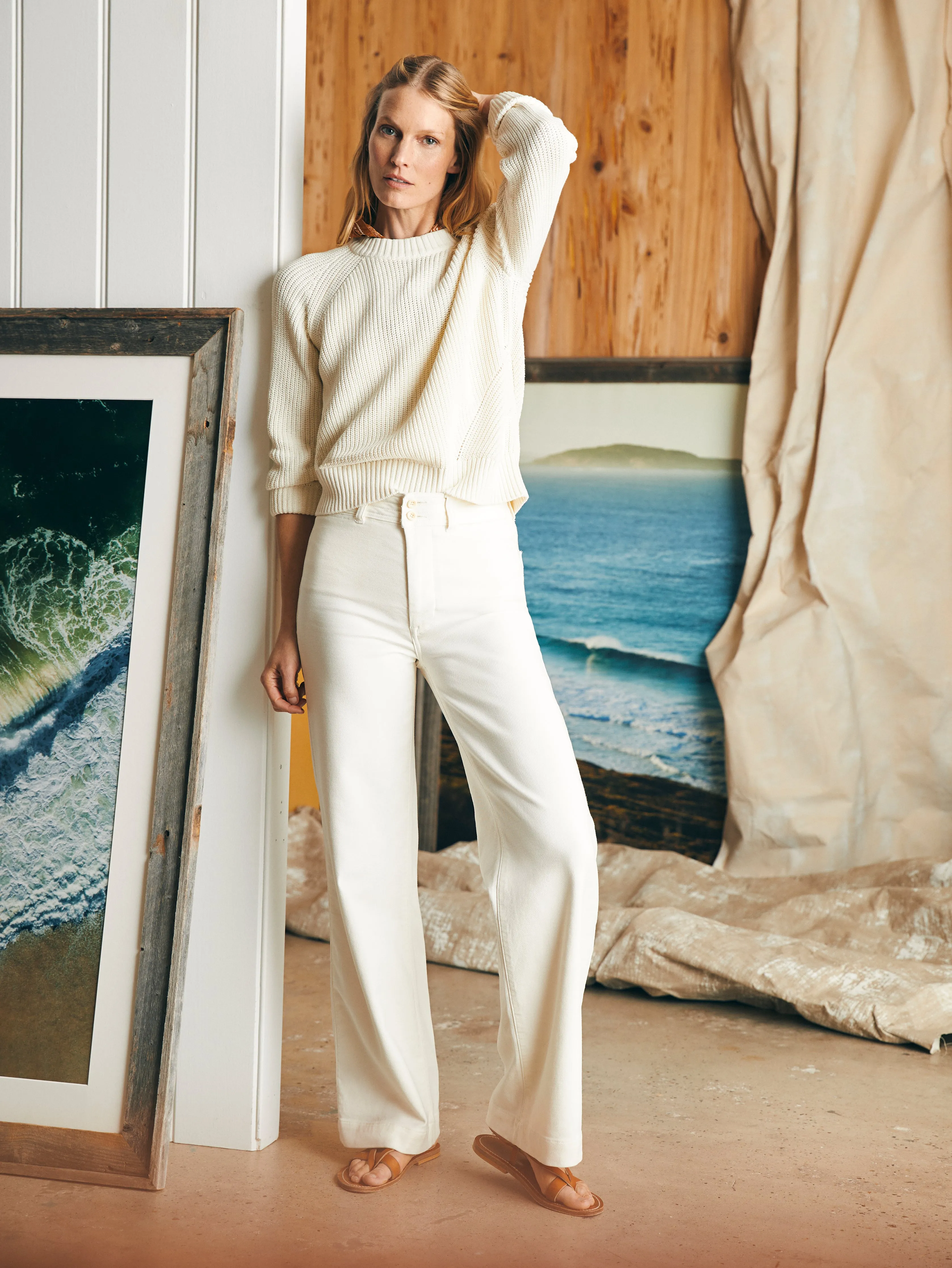 Sunwashed Fisherman Crew Sweater - Egret sold by Faherty product image thumbnail 4