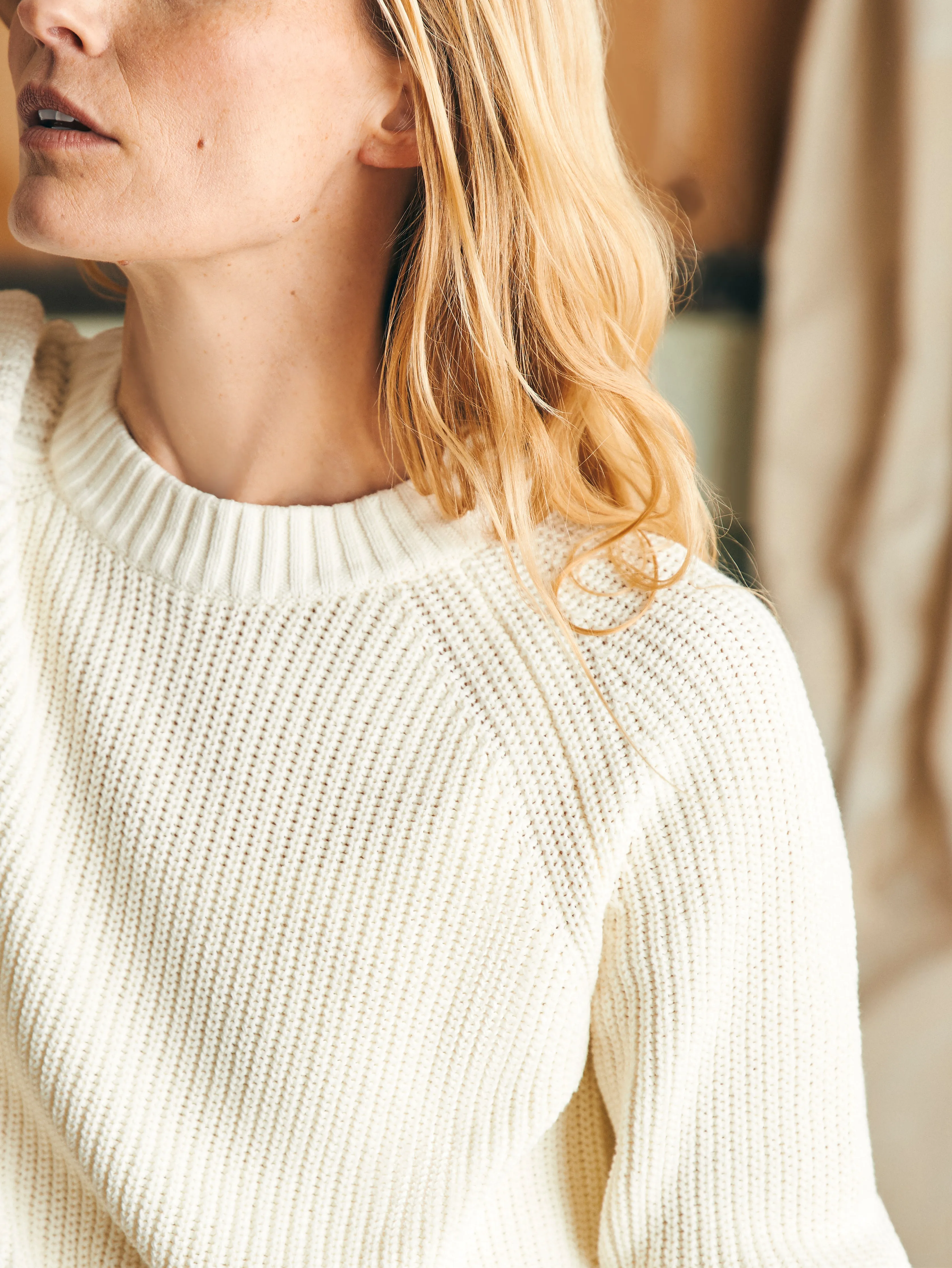 Sunwashed Fisherman Crew Sweater - Egret sold by Faherty product image thumbnail 2