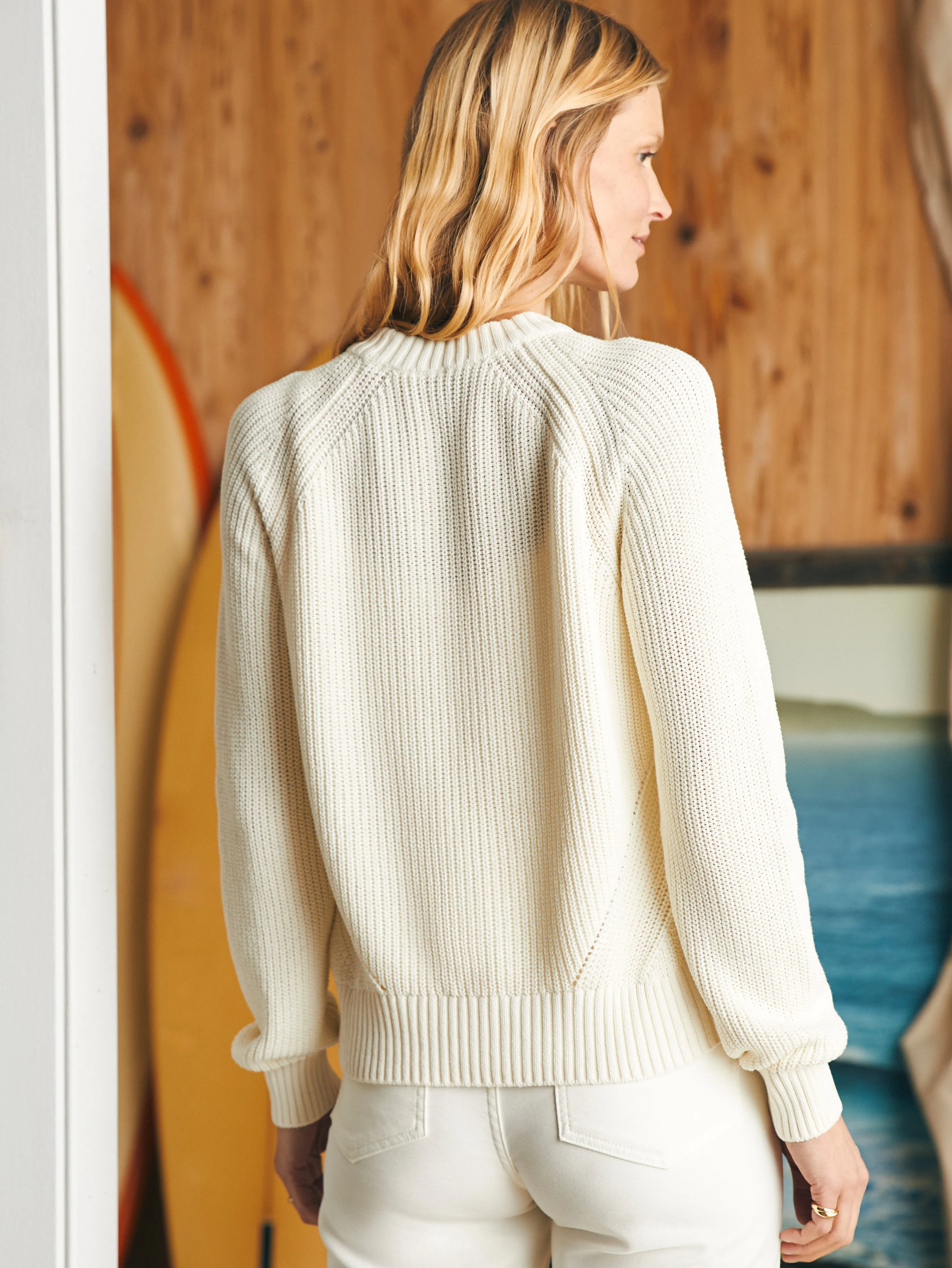 Sunwashed Fisherman Crew Sweater - Egret sold by Faherty product image thumbnail 5