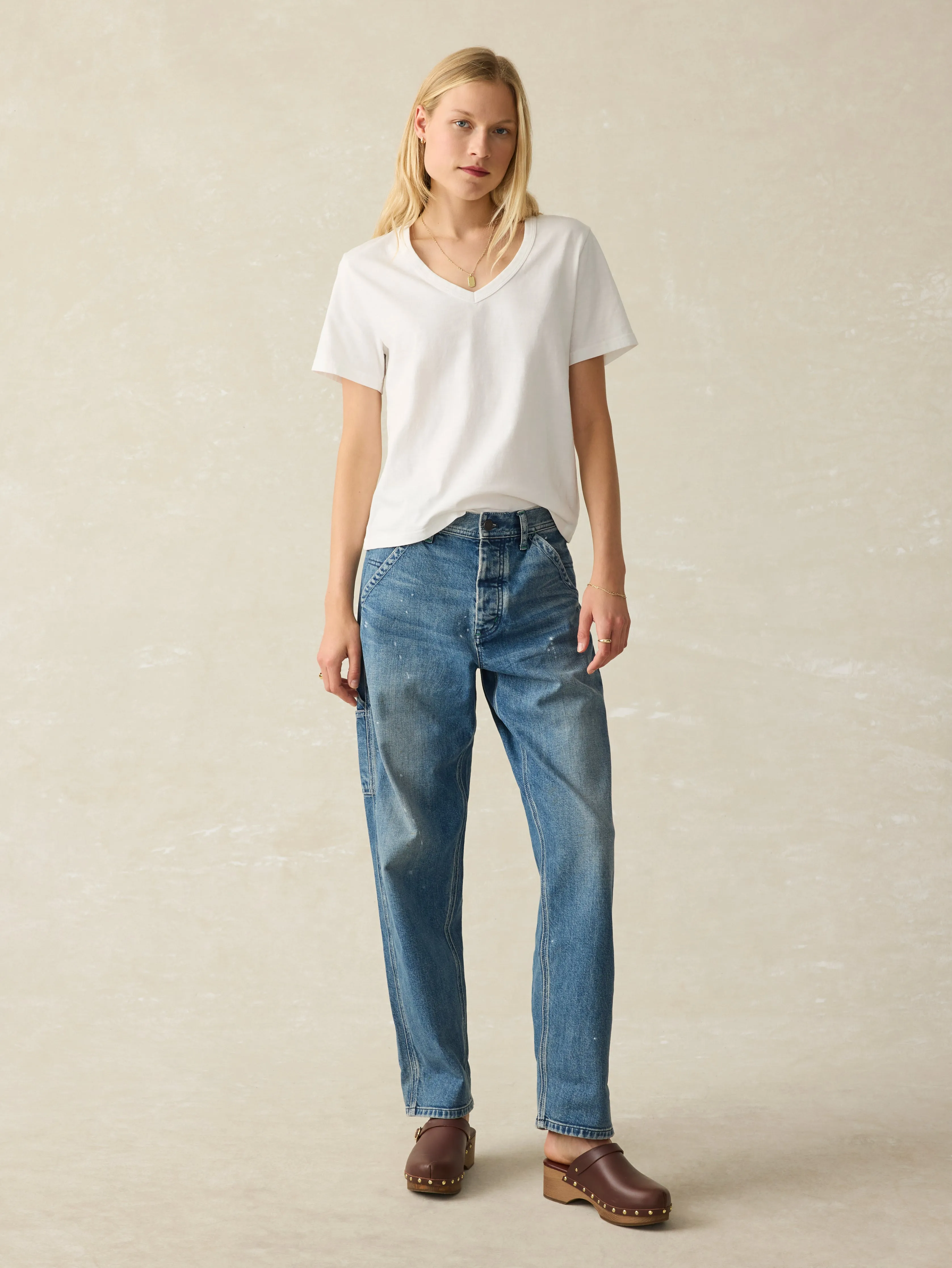 Sunwashed V-Neck Tee - White sold by Faherty product image thumbnail 4