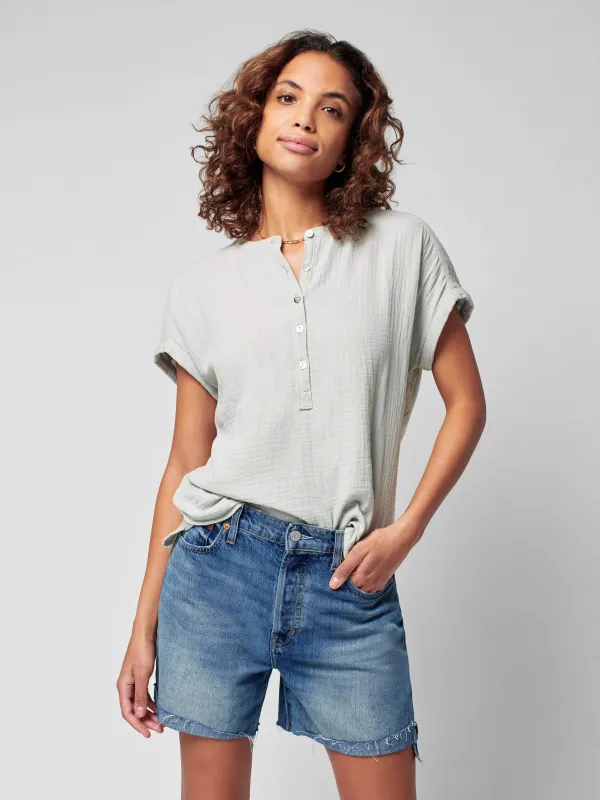 Dream Cotton Gauze Desmond Top - Smoke sold by Faherty