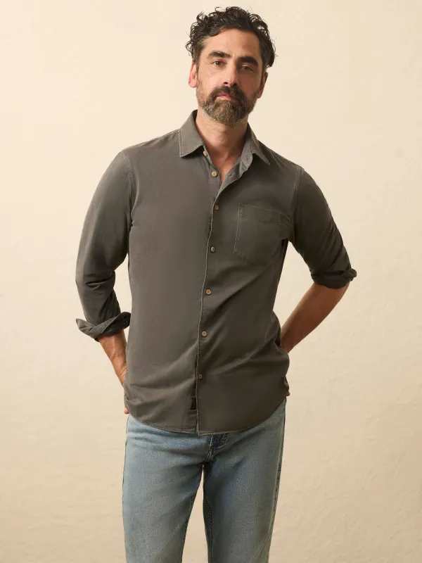 Long-Sleeve Costa Pique Shirt - Washed Charcoal sold by Faherty
