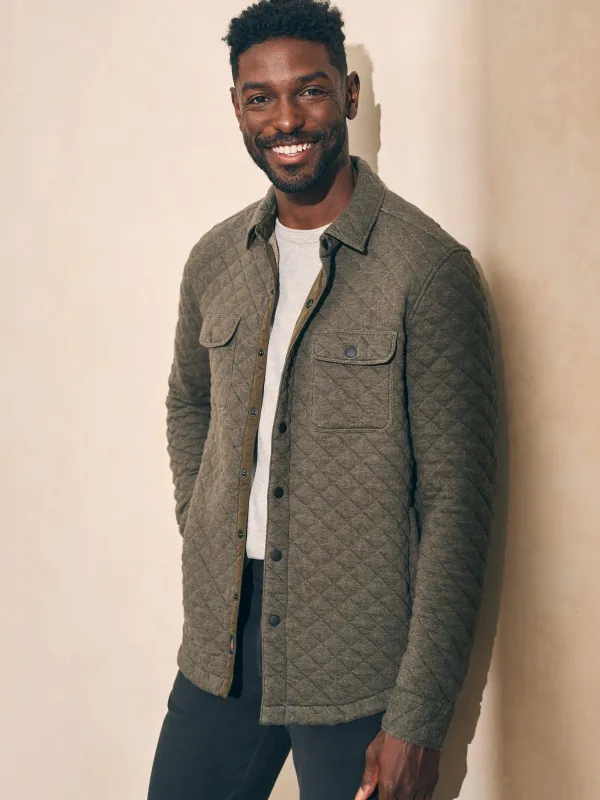 Epic Quilted Fleece CPO - Olive Melange sold by Faherty