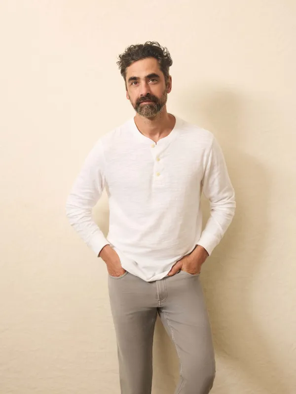 Sunwashed Slub Henley - White sold by Faherty