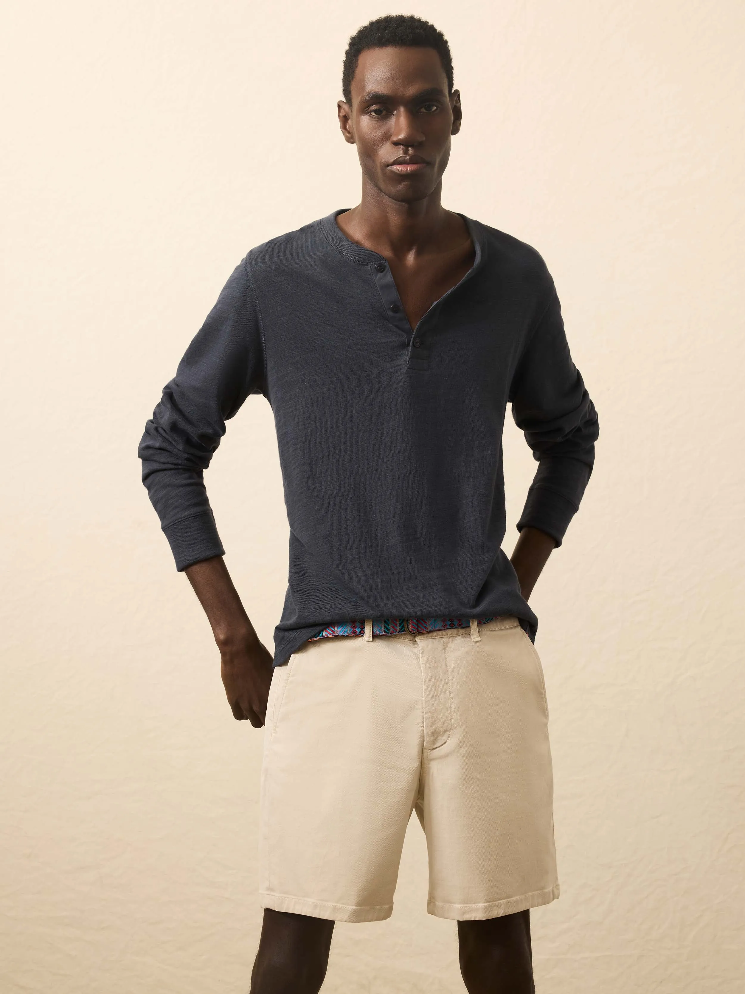 Sunwashed Slub Henley - Blue Nights sold by Faherty product image thumbnail 3