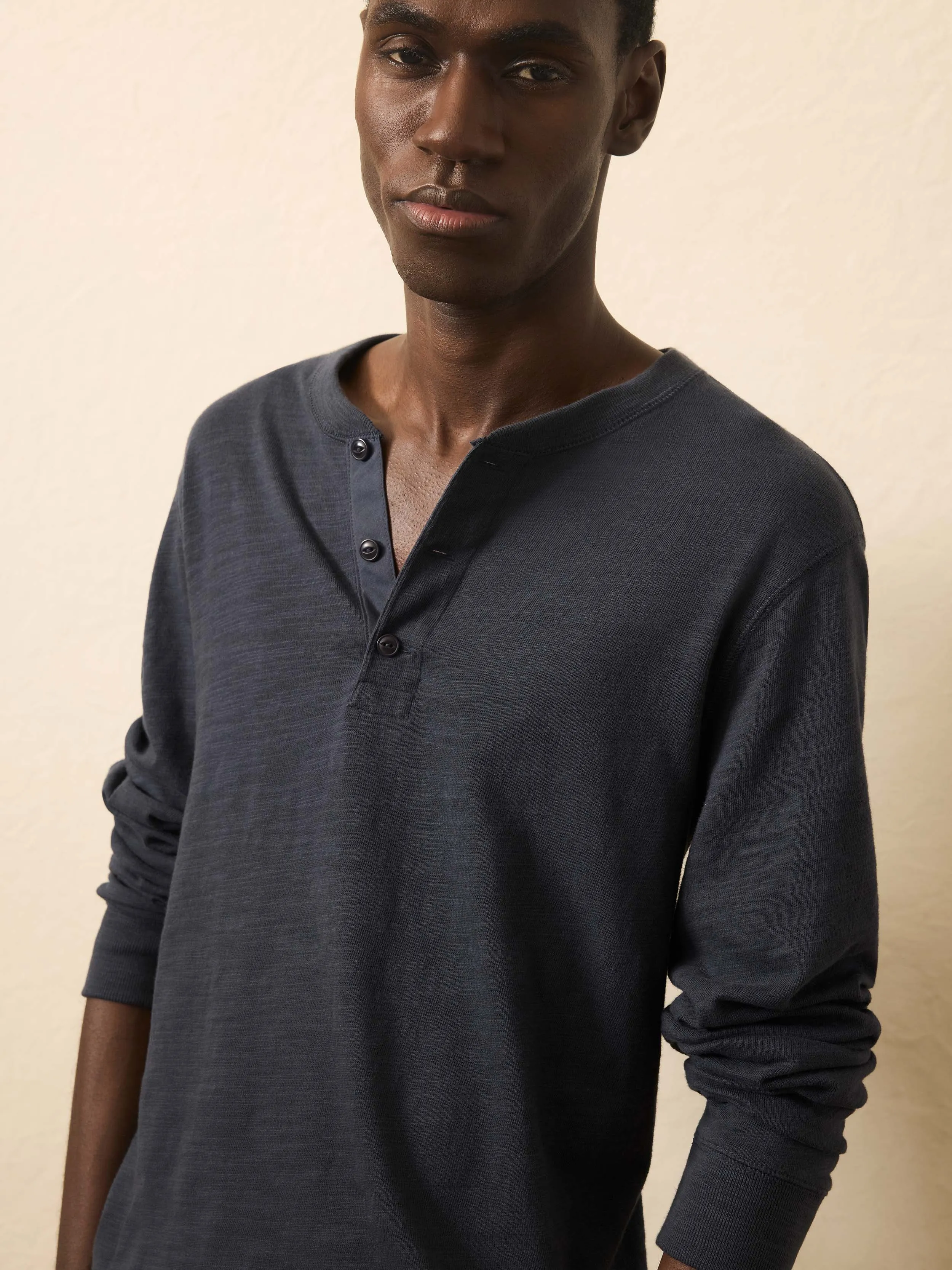 Sunwashed Slub Henley - Blue Nights sold by Faherty product image thumbnail 2