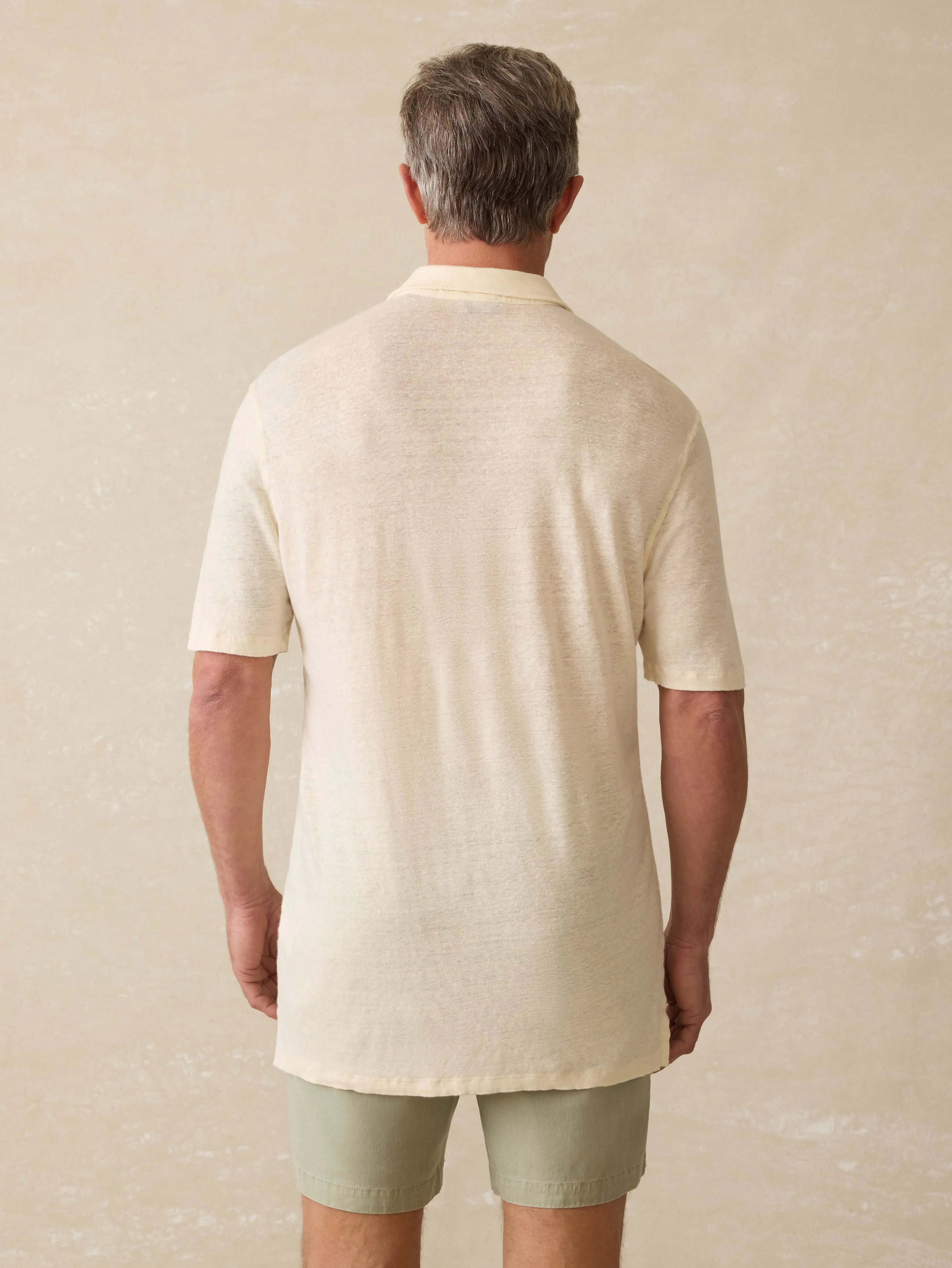 Short-Sleeve Linen Polo - Whitecap sold by Faherty product image thumbnail 4
