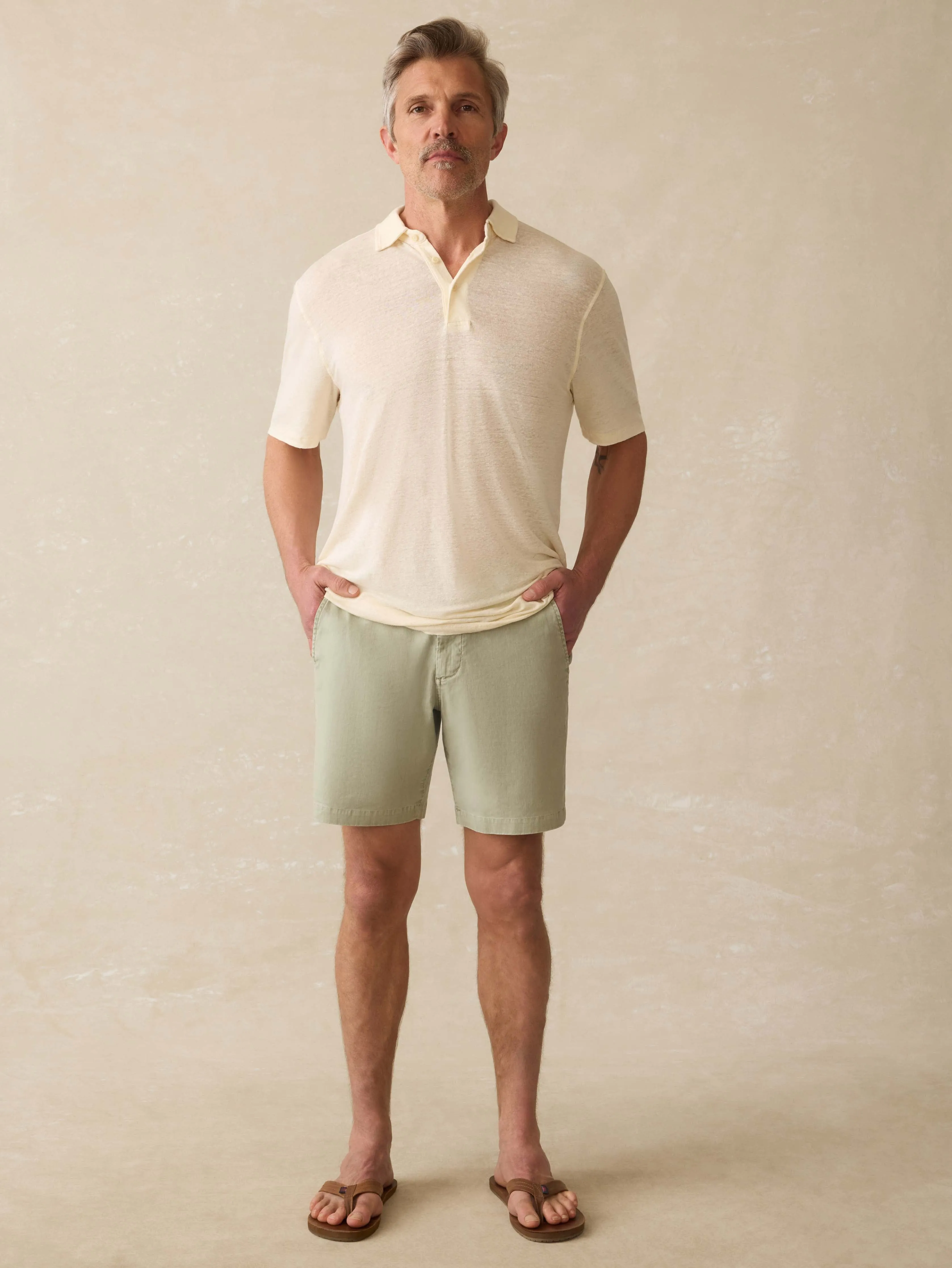 Short-Sleeve Linen Polo - Whitecap sold by Faherty product image thumbnail 3