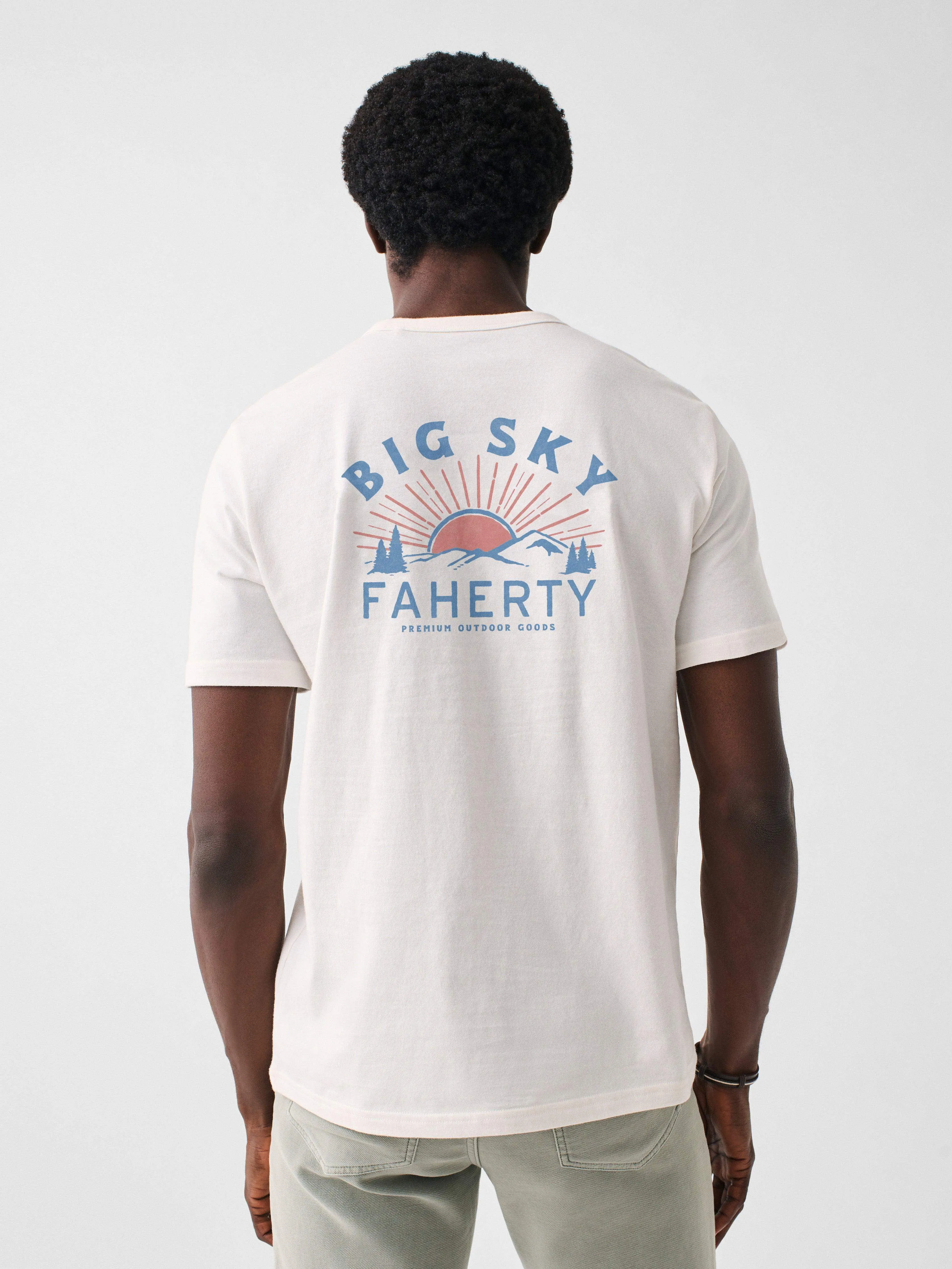 Big Sky Short-Sleeve Crew T-Shirt - White sold by Faherty