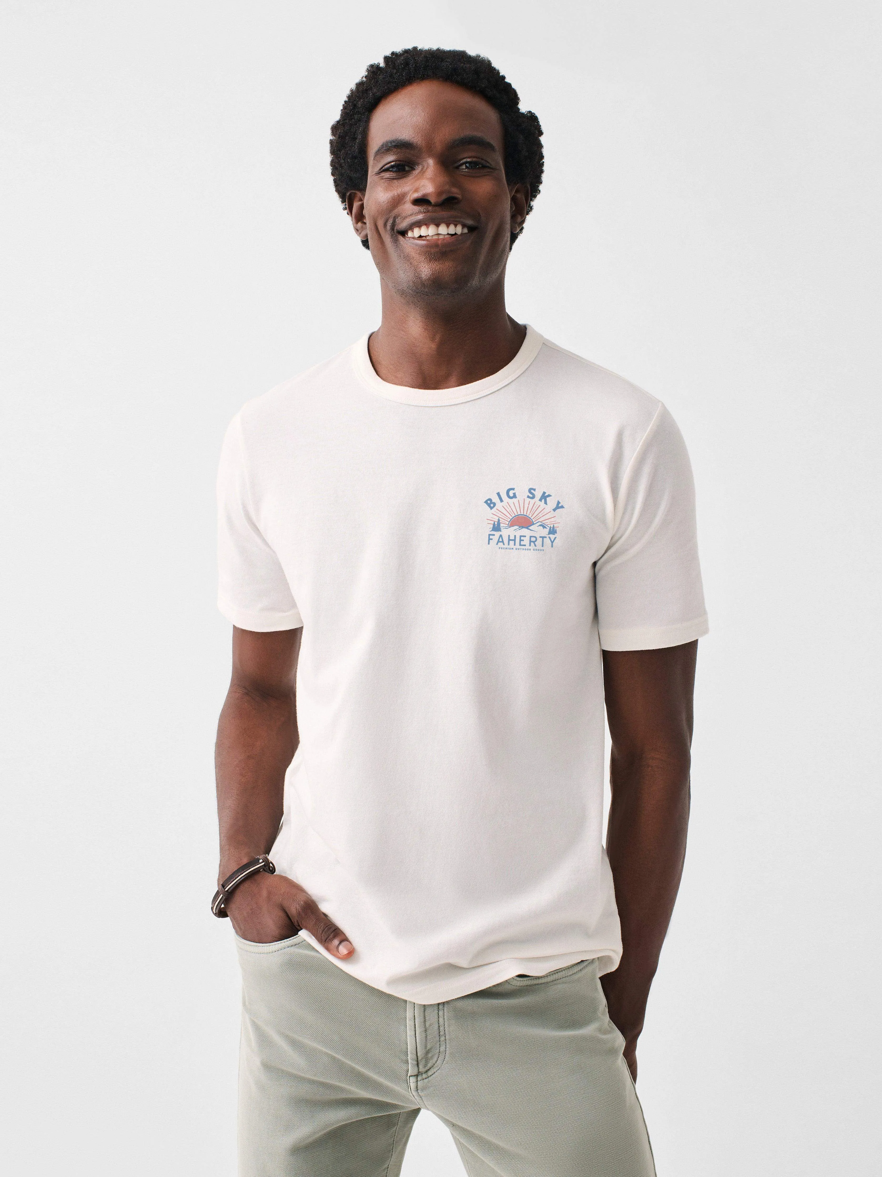 Big Sky Short-Sleeve Crew T-Shirt - White sold by Faherty product image thumbnail 2