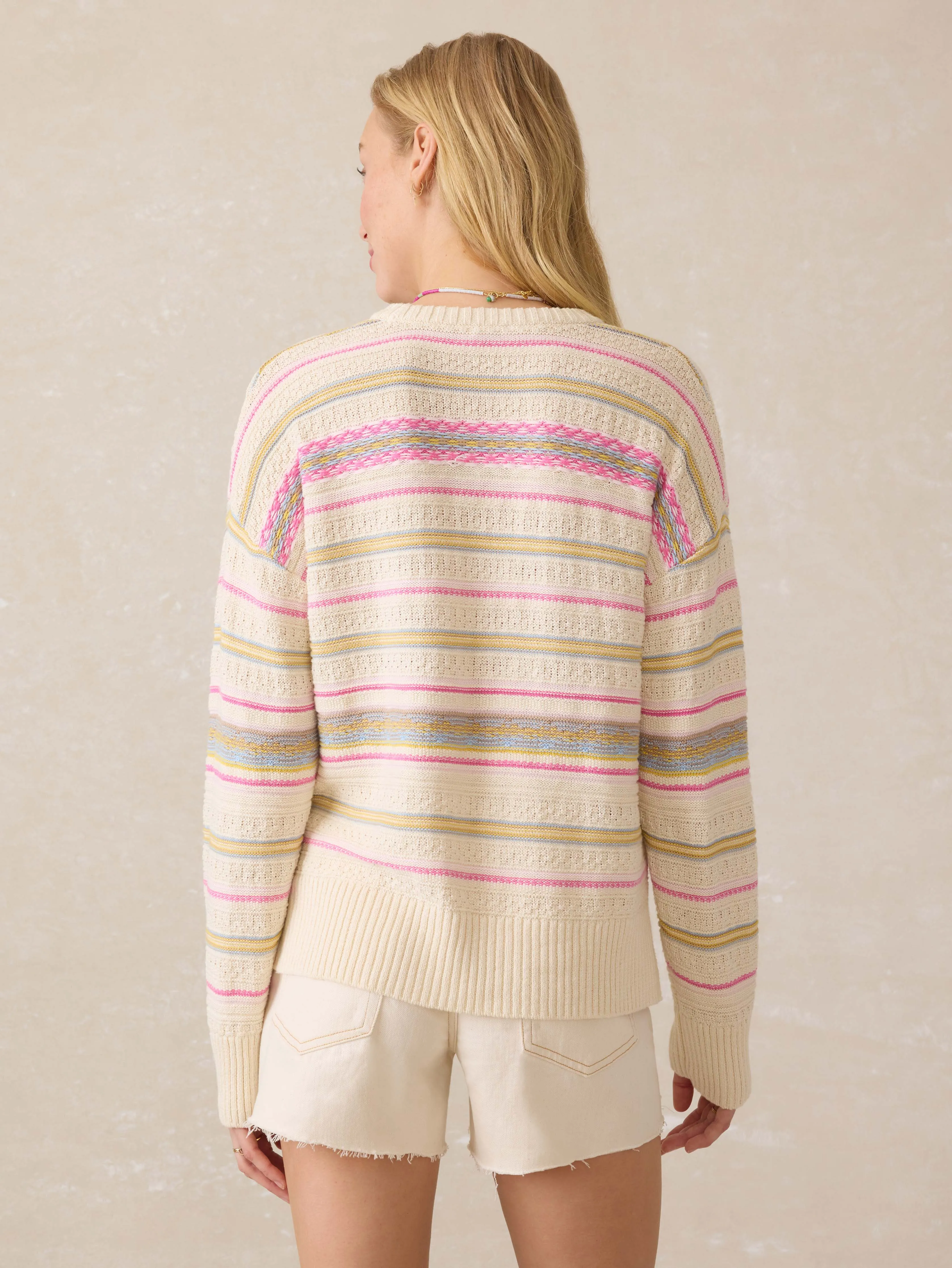 Miramar Linen Stargazer Crew - Seashell Sands sold by Faherty product image thumbnail 4