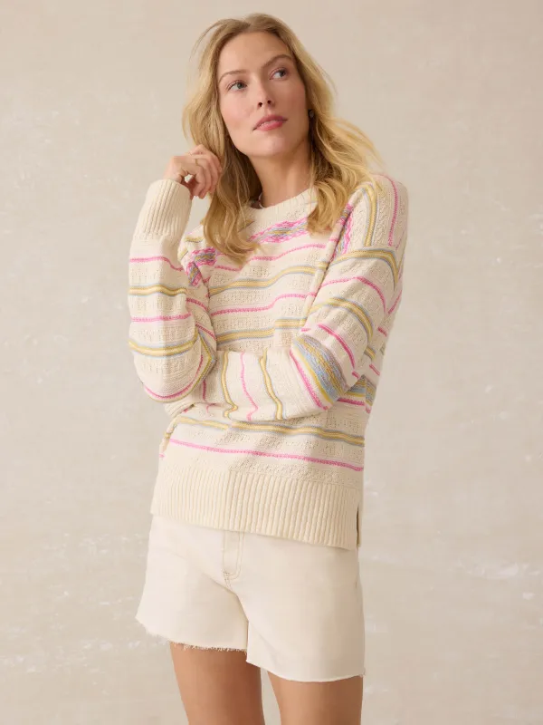 Miramar Linen Stargazer Crew - Seashell Sands sold by Faherty