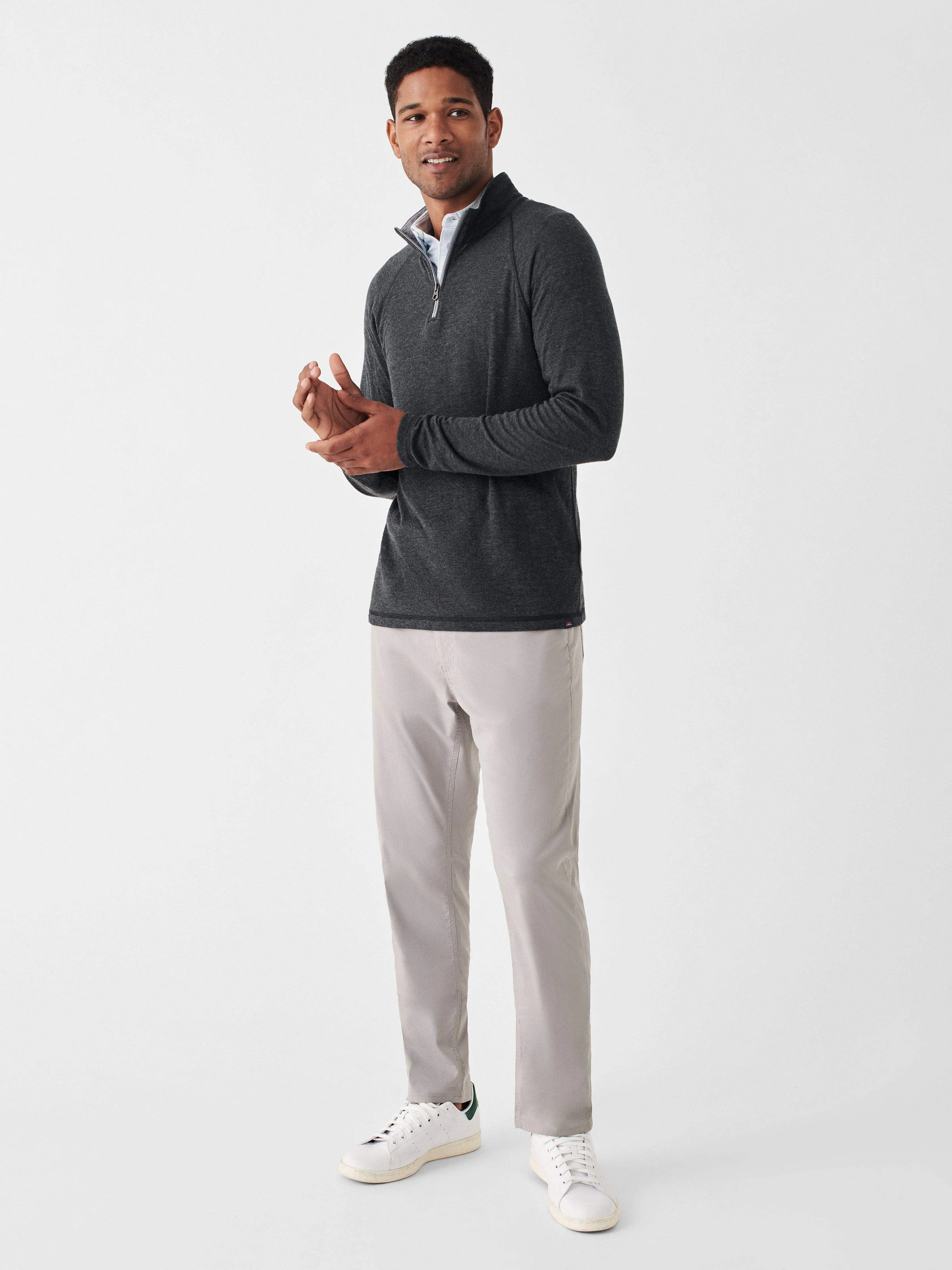 Cloud Cotton Quarter Zip - Charcoal Heather sold by Faherty product image thumbnail 3