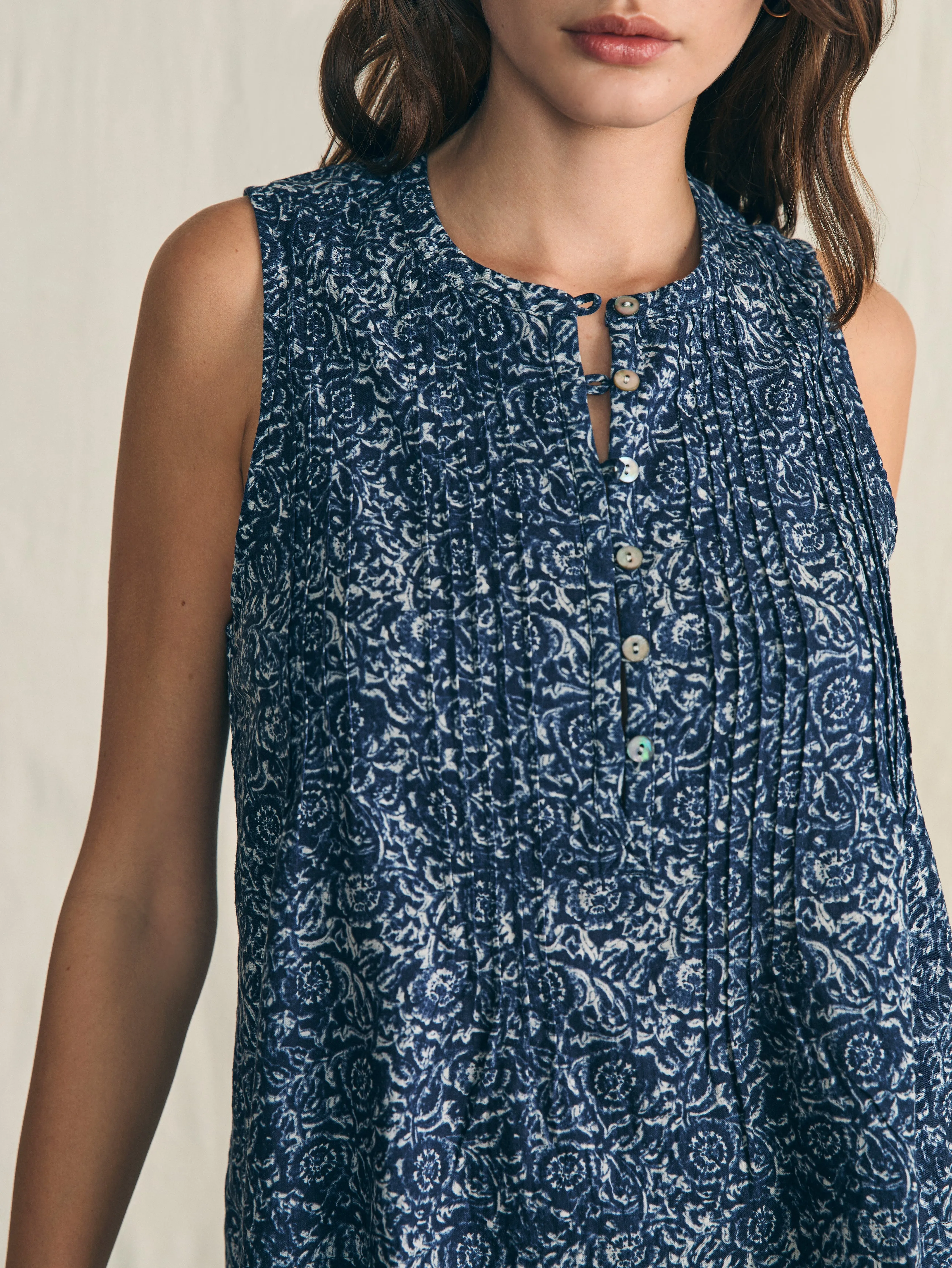 Isha Top - Navy Imma Floral sold by Faherty product image thumbnail 2