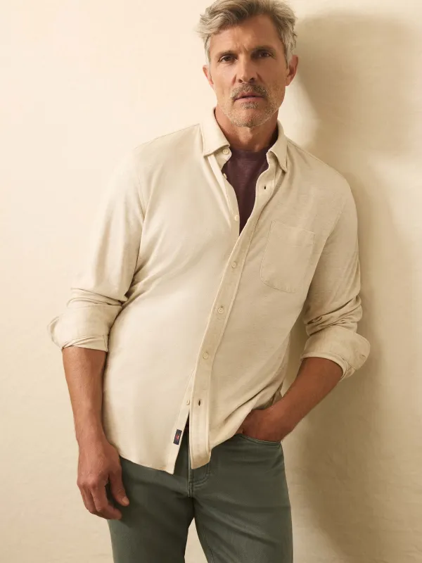 Coastline Knit Shirt - Oatmeal Twill sold by Faherty