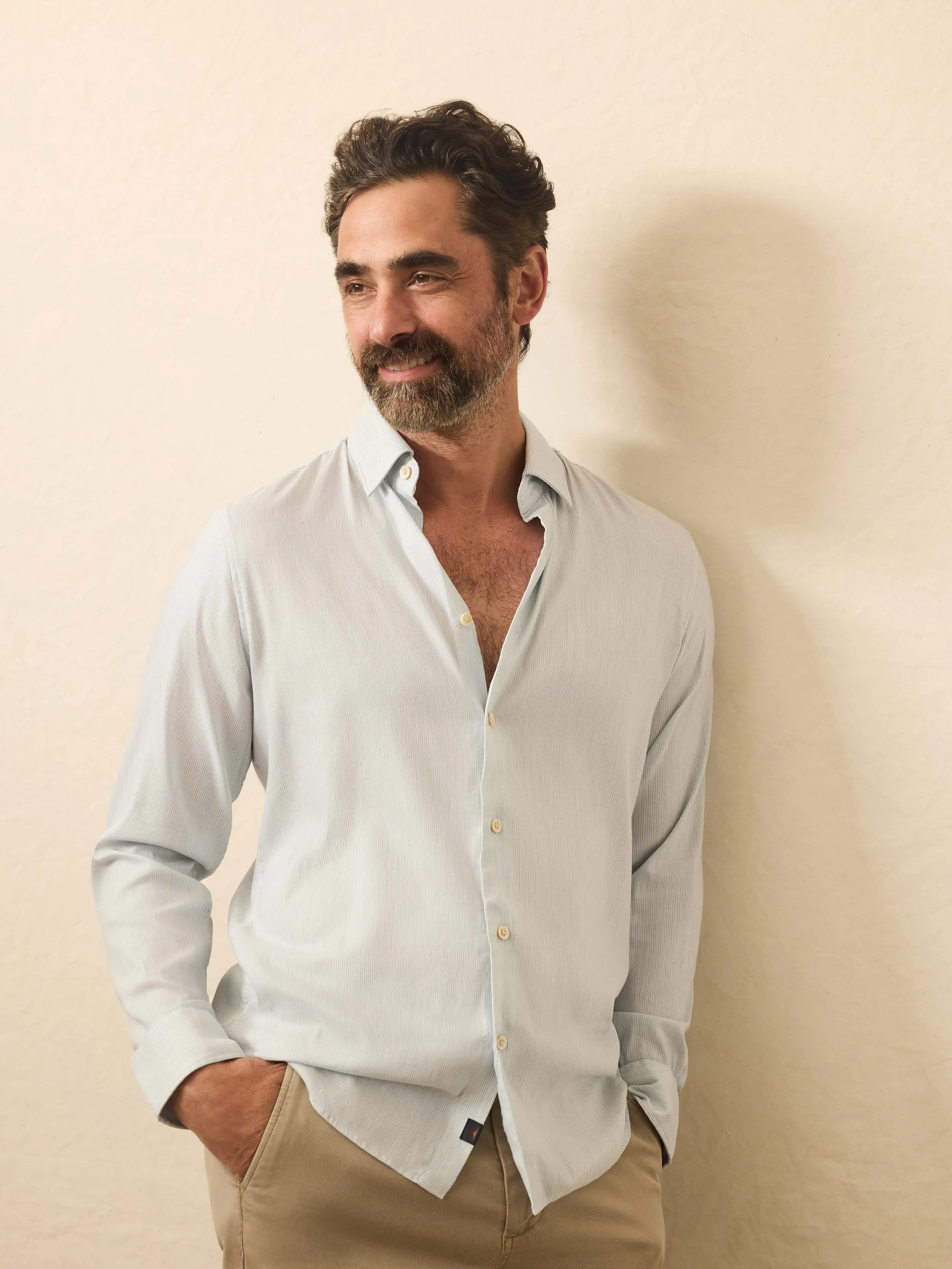 Movement™ Monterey Shirt - Blue Wall Stripe sold by Faherty