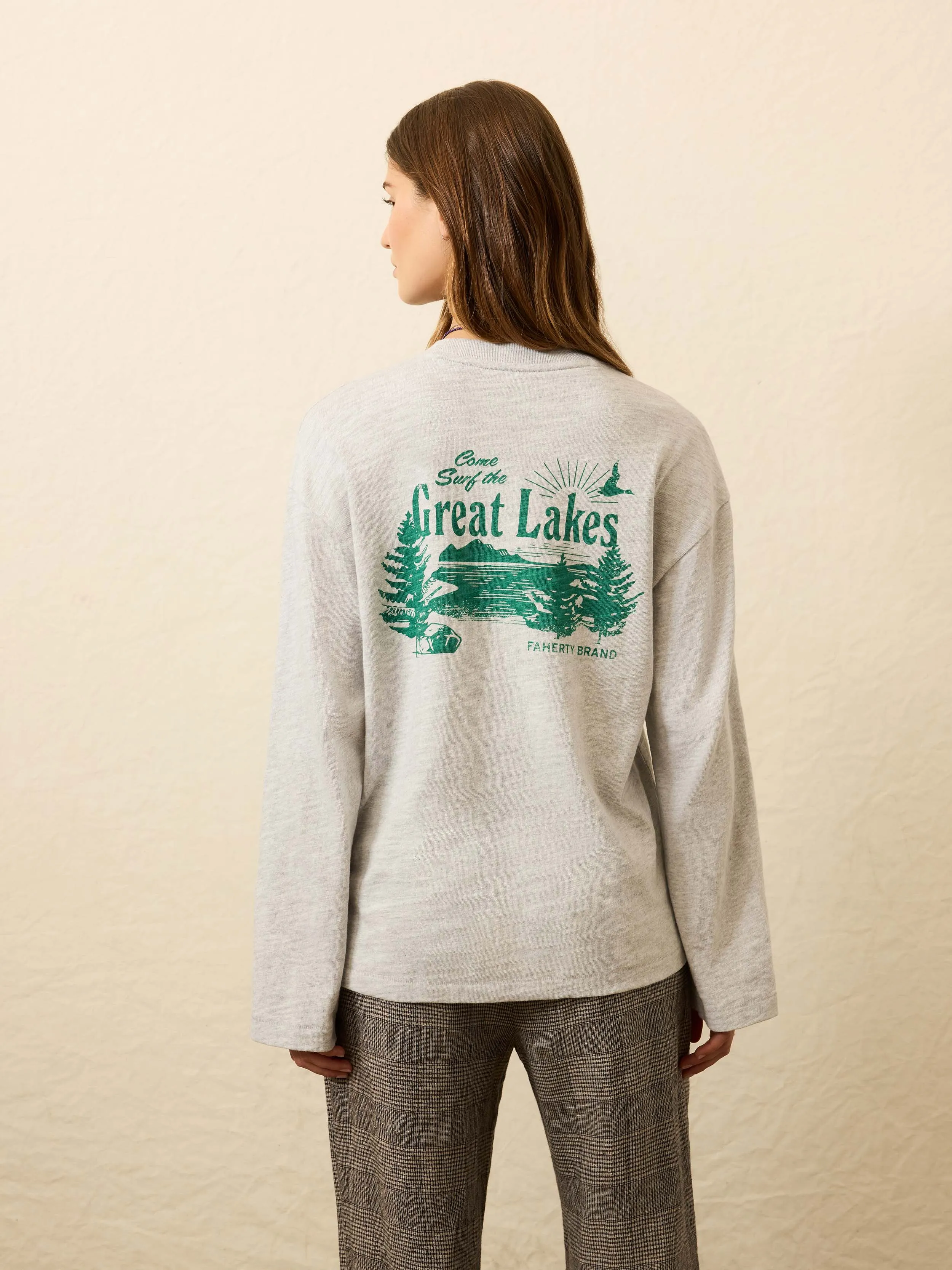 Sunwashed Slub Long-Sleeve Relaxed Tee - Light Grey Heather sold by Faherty product image thumbnail 2
