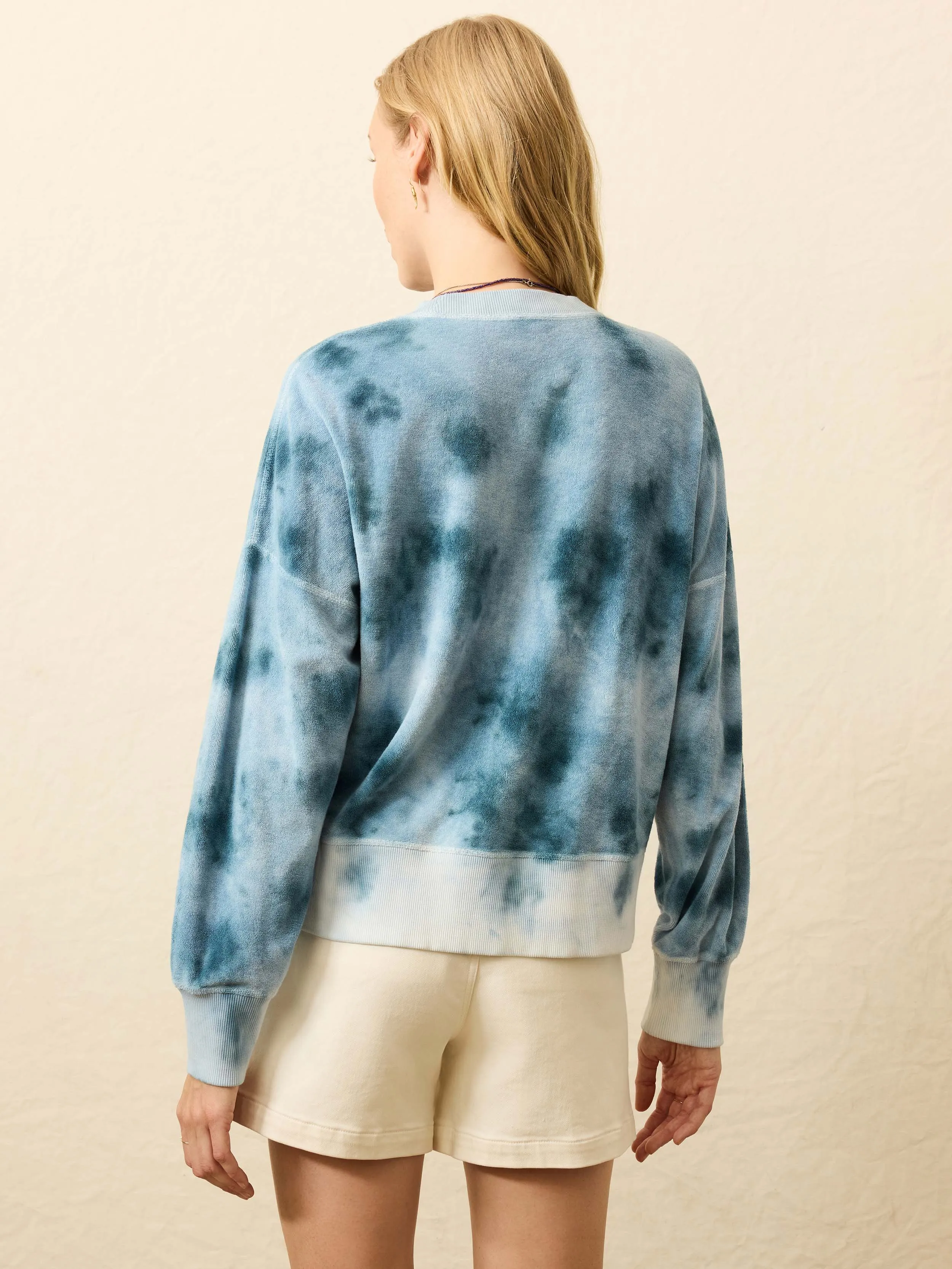 High Tide Terry Crew - Ocean Blue Tie Dye sold by Faherty product image thumbnail 2
