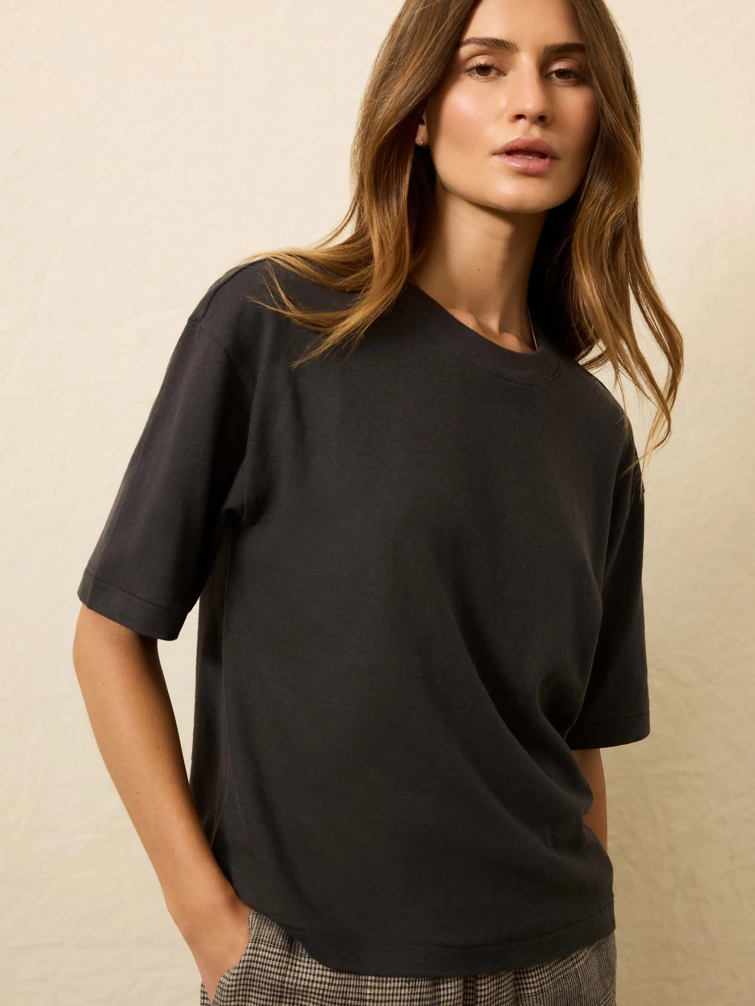 Hemp Blend Vintage Tee - Washed Black sold by Faherty