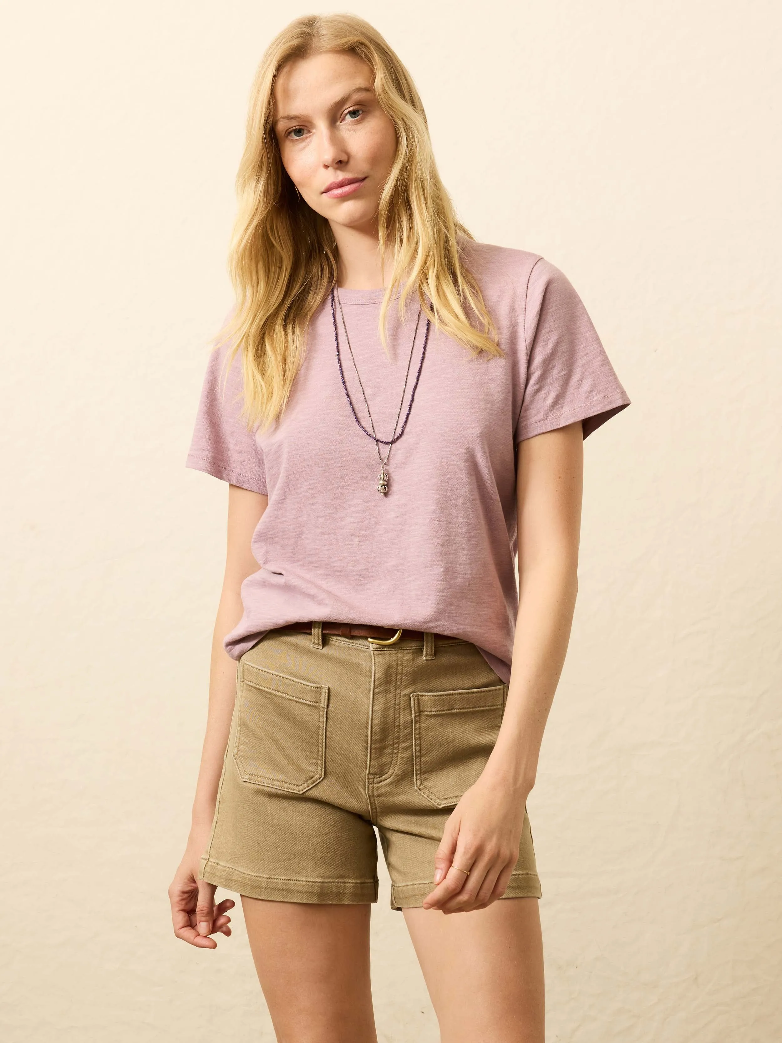 Sunwashed Essential Tee - Twilight Plum sold by Faherty