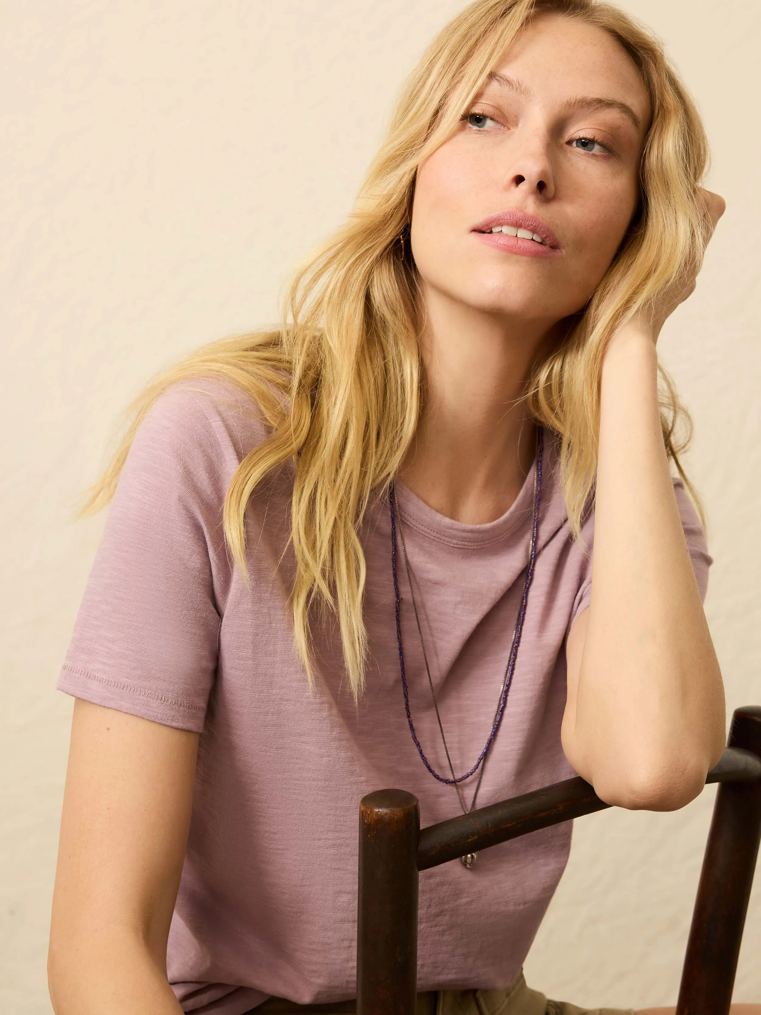 Sunwashed Essential Tee - Twilight Plum sold by Faherty product image thumbnail 5