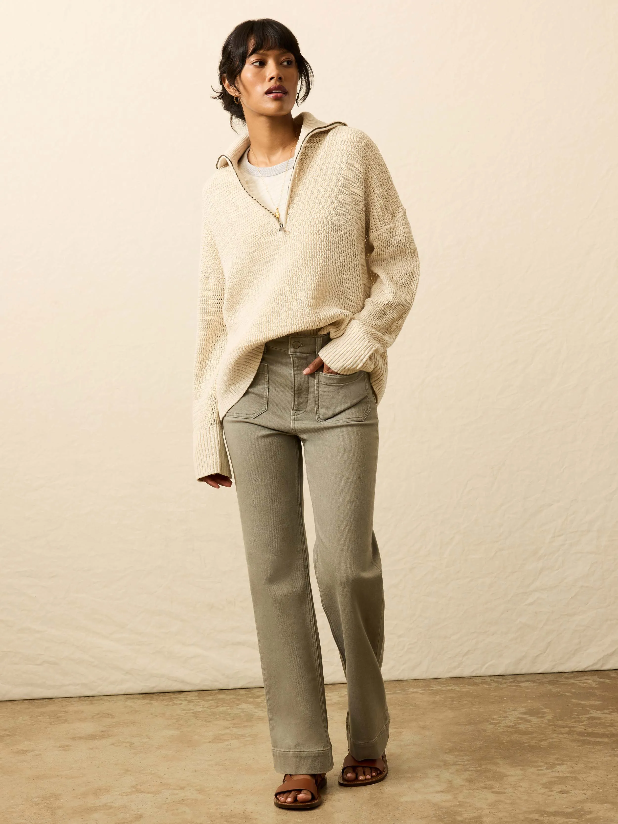 Miramar Linen Quarter Zip - Summer Sand sold by Faherty product image thumbnail 5