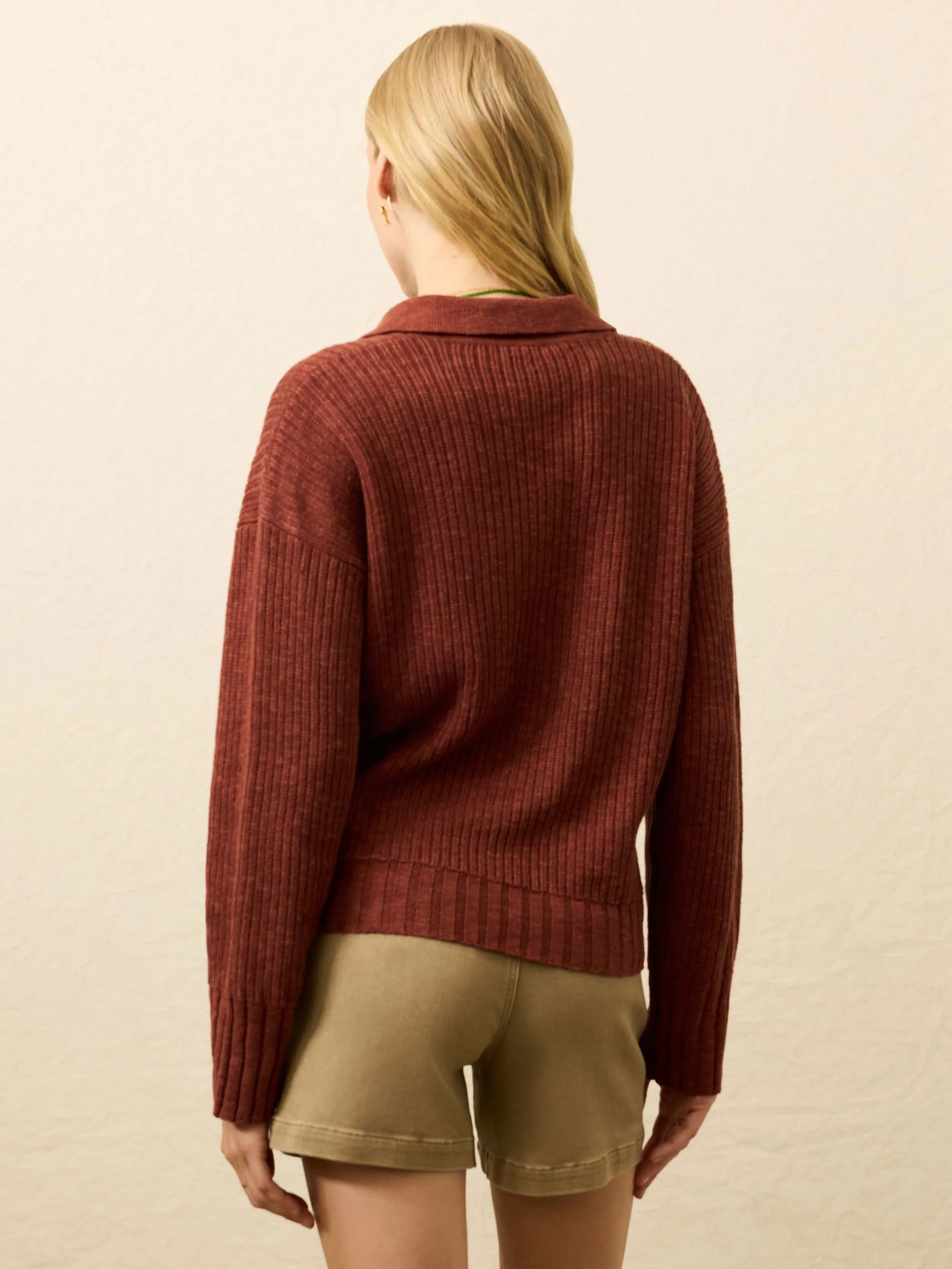 Miramar Linen Relaxed Polo - Smoked Paprika sold by Faherty product image thumbnail 3