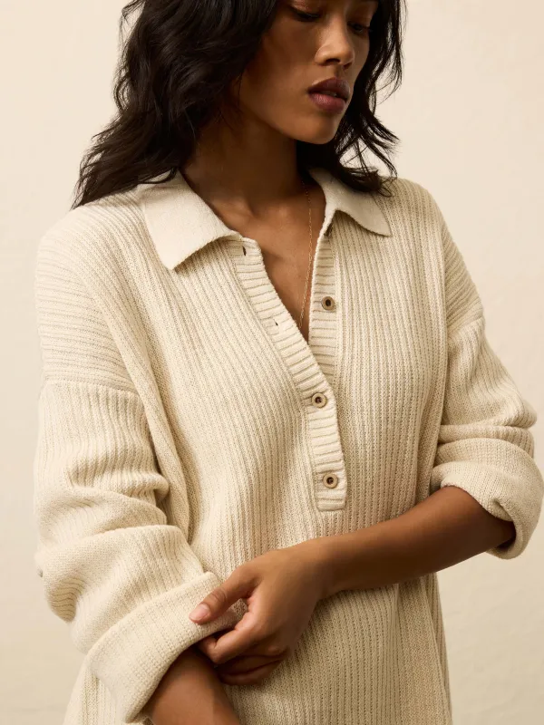 Miramar Linen Relaxed Polo Sweater - Summer Sand sold by Faherty
