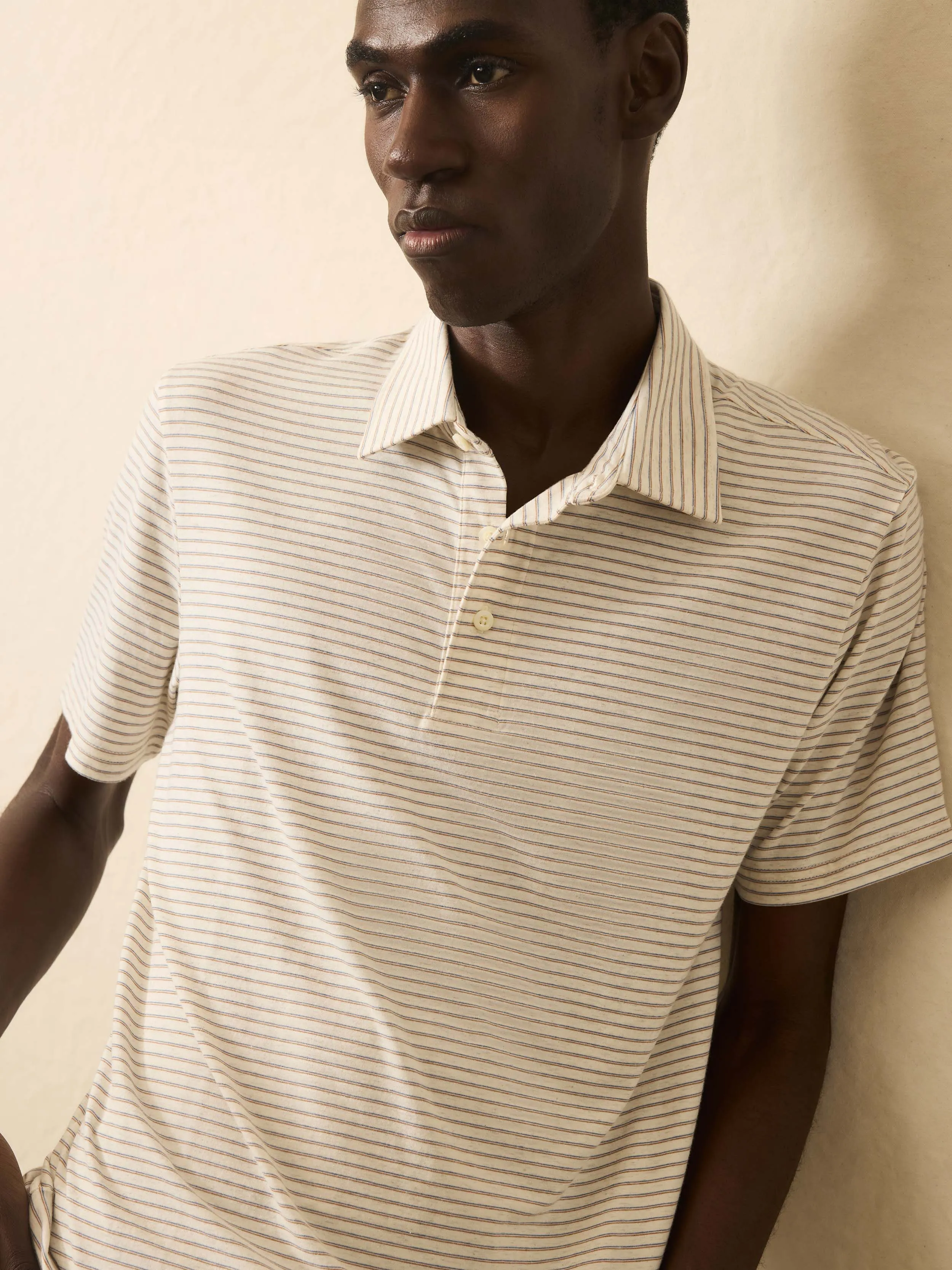 Short-Sleeve Movement™ Polo Shirt - Logan Creek Stripe sold by Faherty product image thumbnail 2