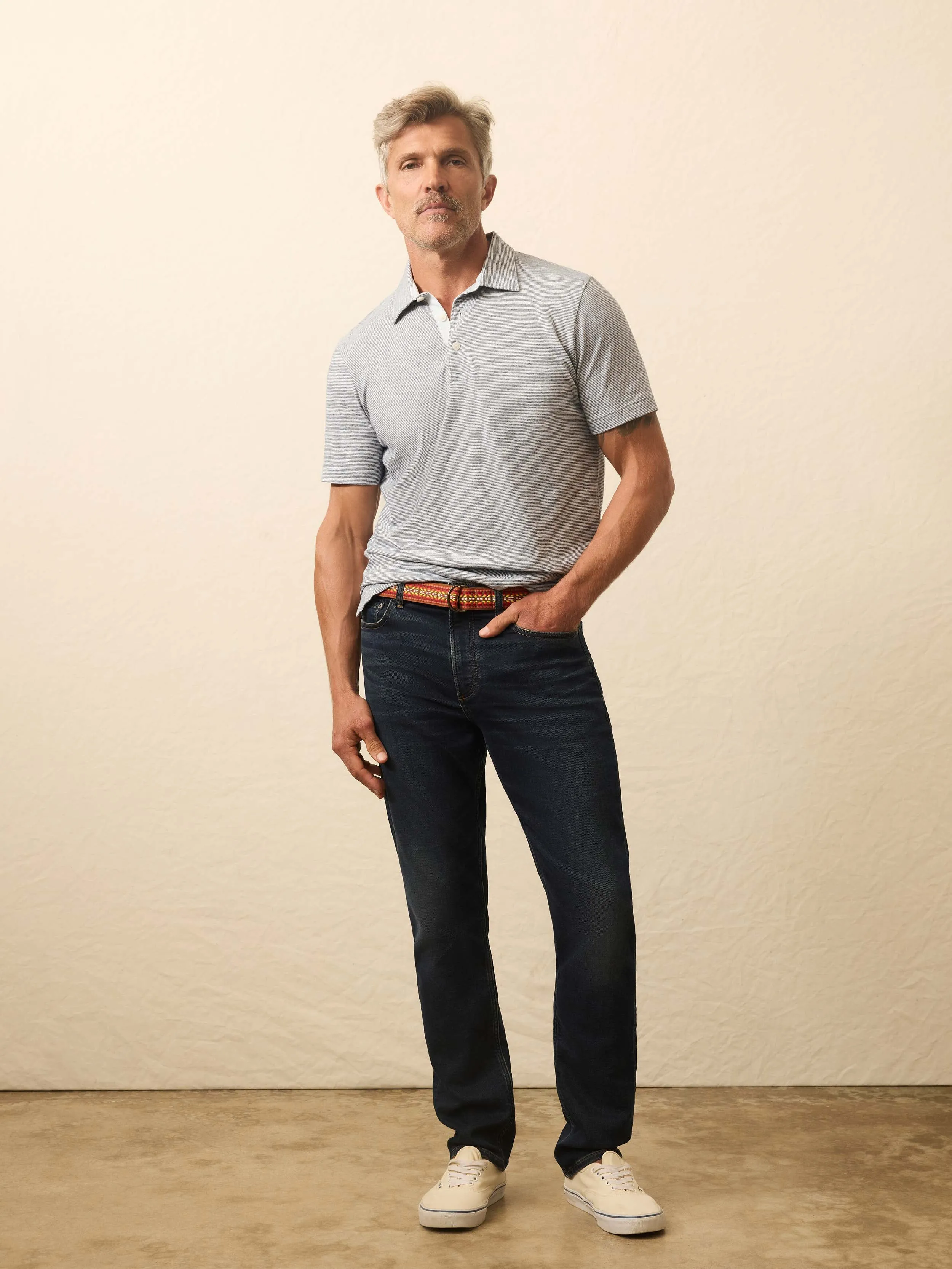 Stretch Terry Indigo 5-Pocket Pant - Belmar Coast Wash sold by Faherty product image thumbnail 3