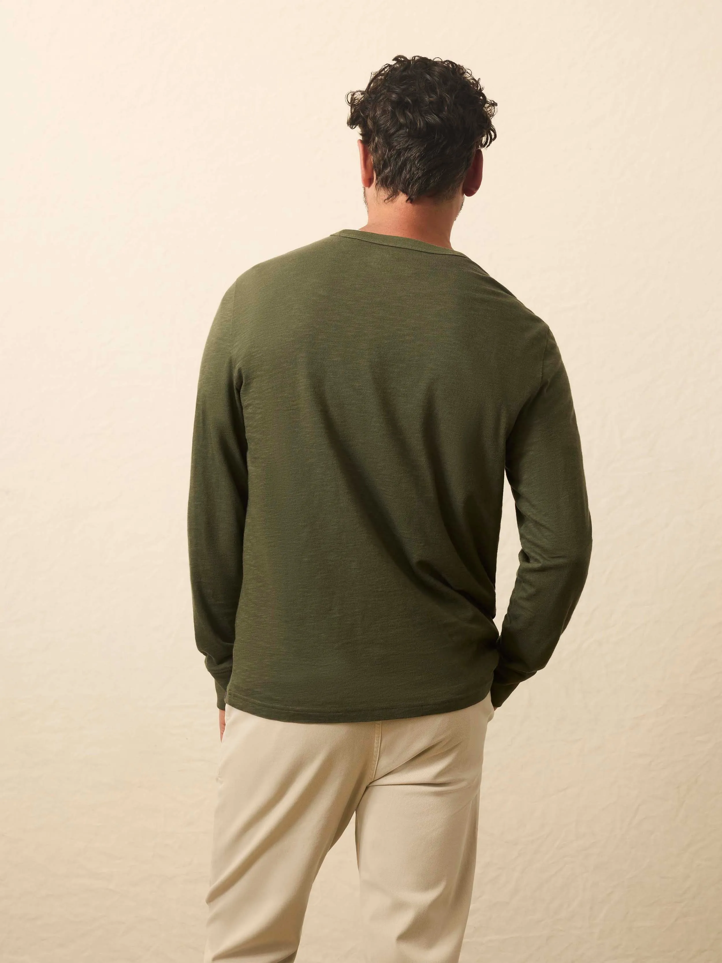 Long-Sleeve Sunwashed Tee - Fall Evergreen sold by Faherty product image thumbnail 4