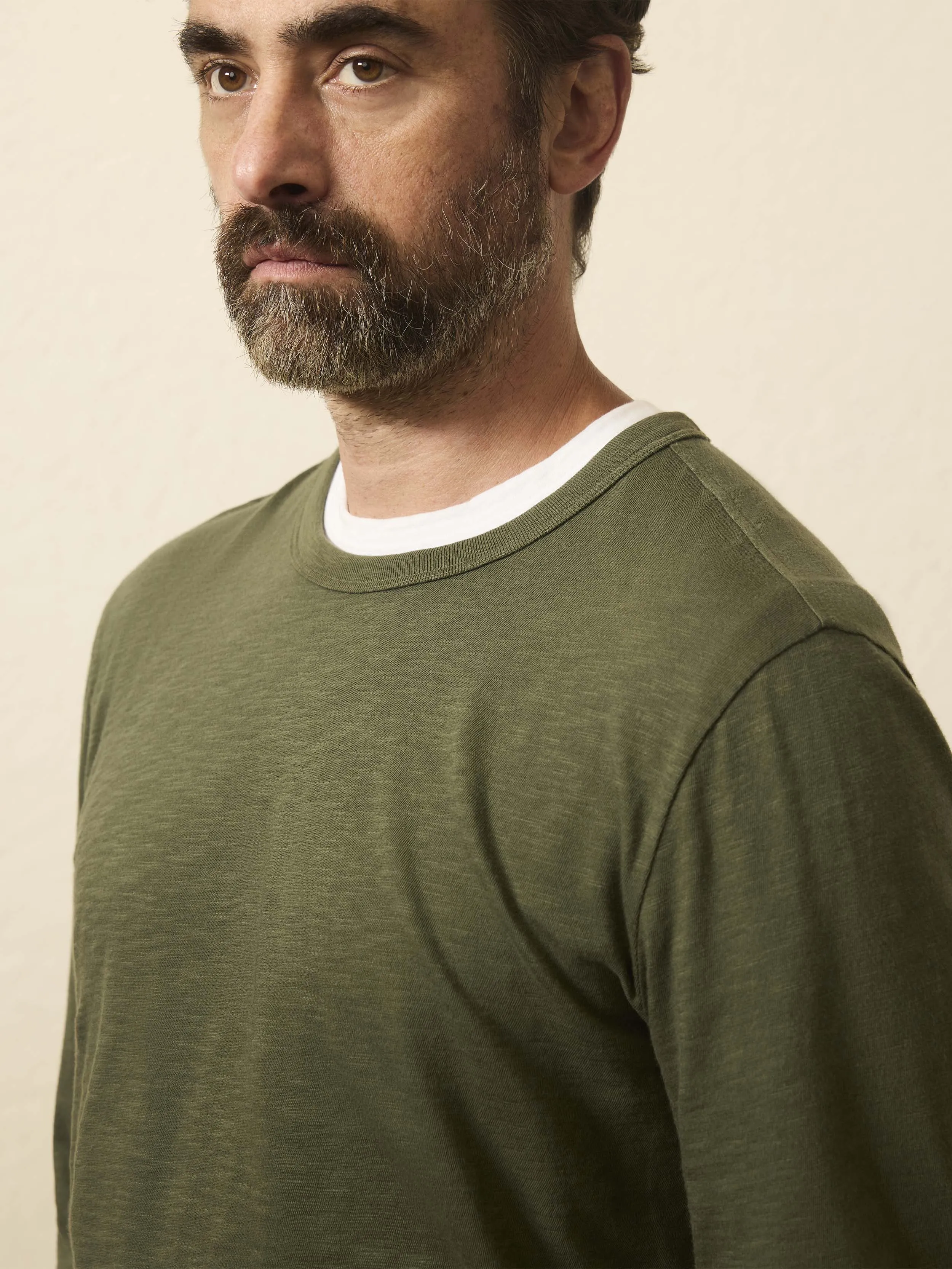 Long-Sleeve Sunwashed Tee - Fall Evergreen sold by Faherty product image thumbnail 2