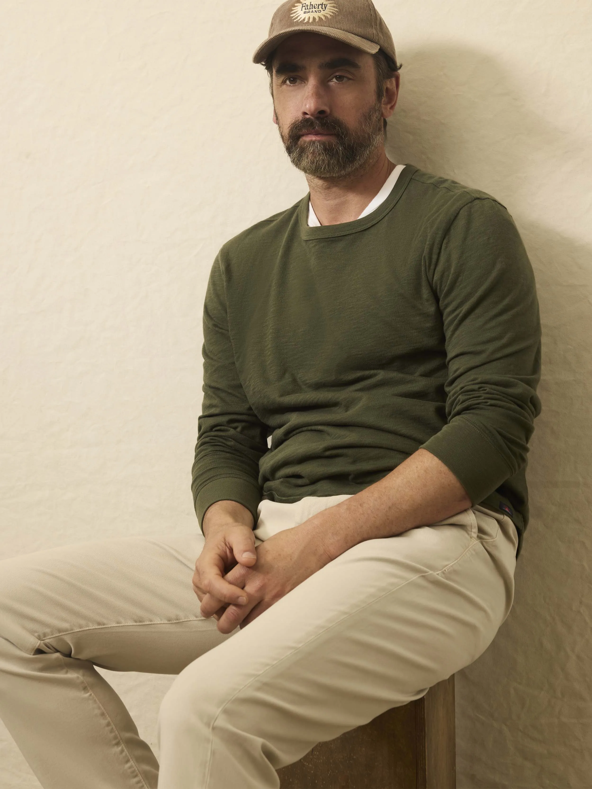 Long-Sleeve Sunwashed Tee - Fall Evergreen sold by Faherty product image thumbnail 5