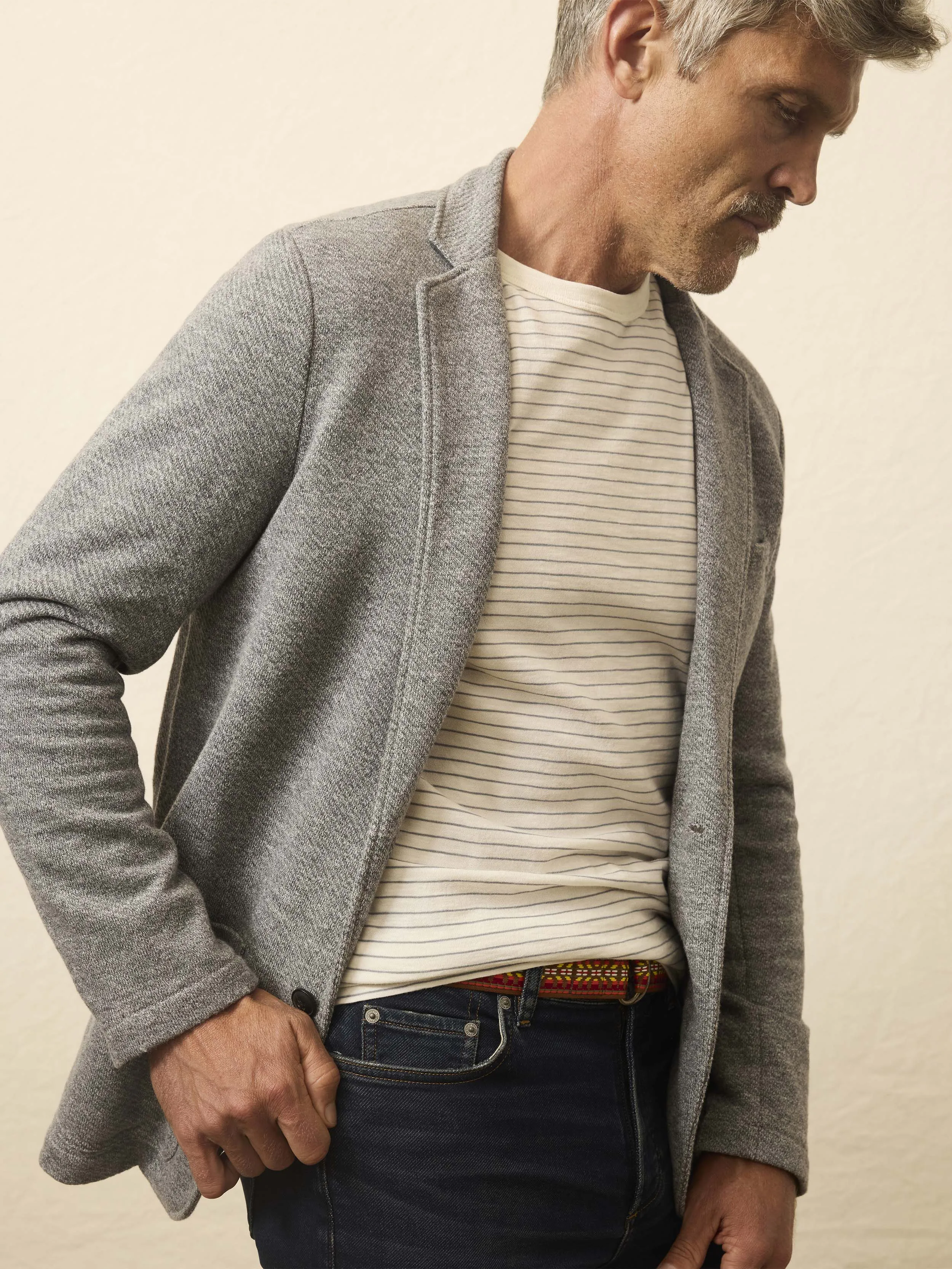 Long-Sleeve Sunwashed Regenerative Cotton Tee - Cream Flint Stripe sold by Faherty product image thumbnail 4