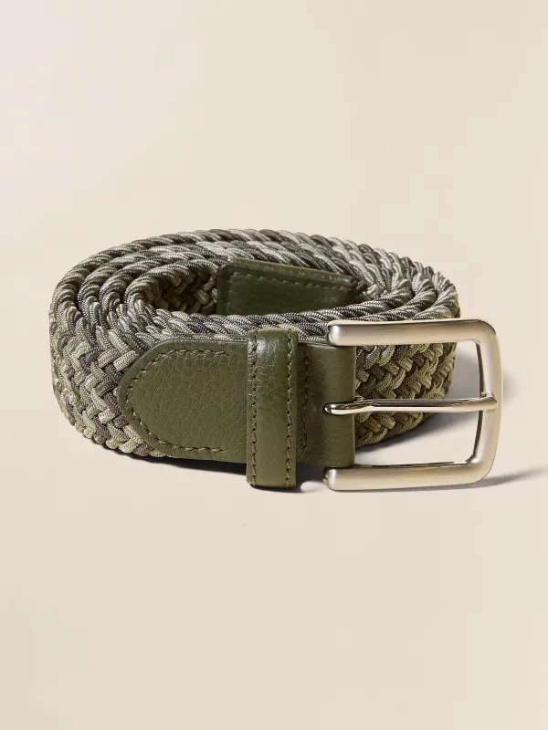 Men's Stretch Woven Belt - Green Multi sold by Faherty