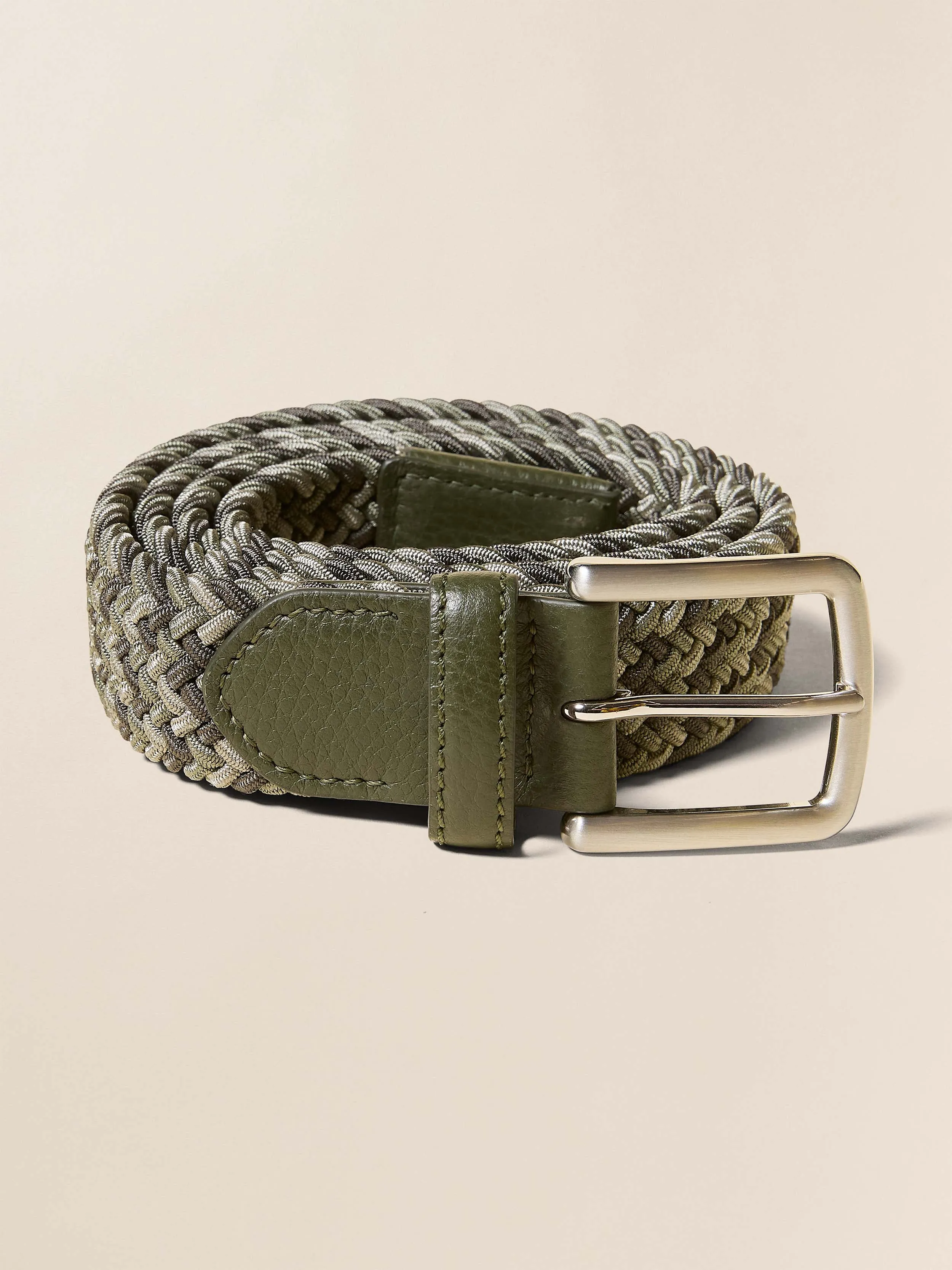 Men's Stretch Woven Belt - Green Multi sold by Faherty