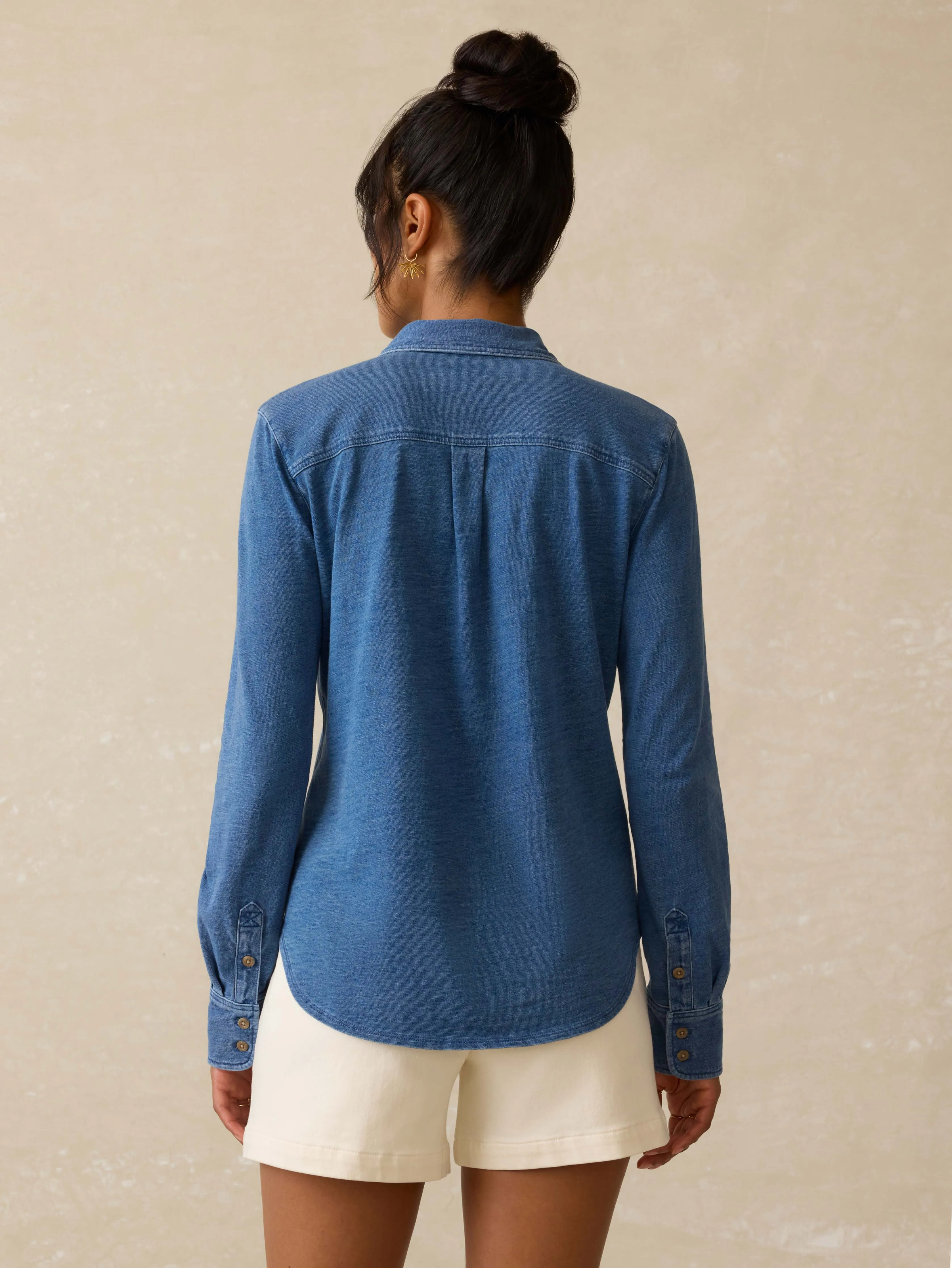 Sunwashed Knit Shirt - Medium Indigo Wash sold by Faherty product image thumbnail 4