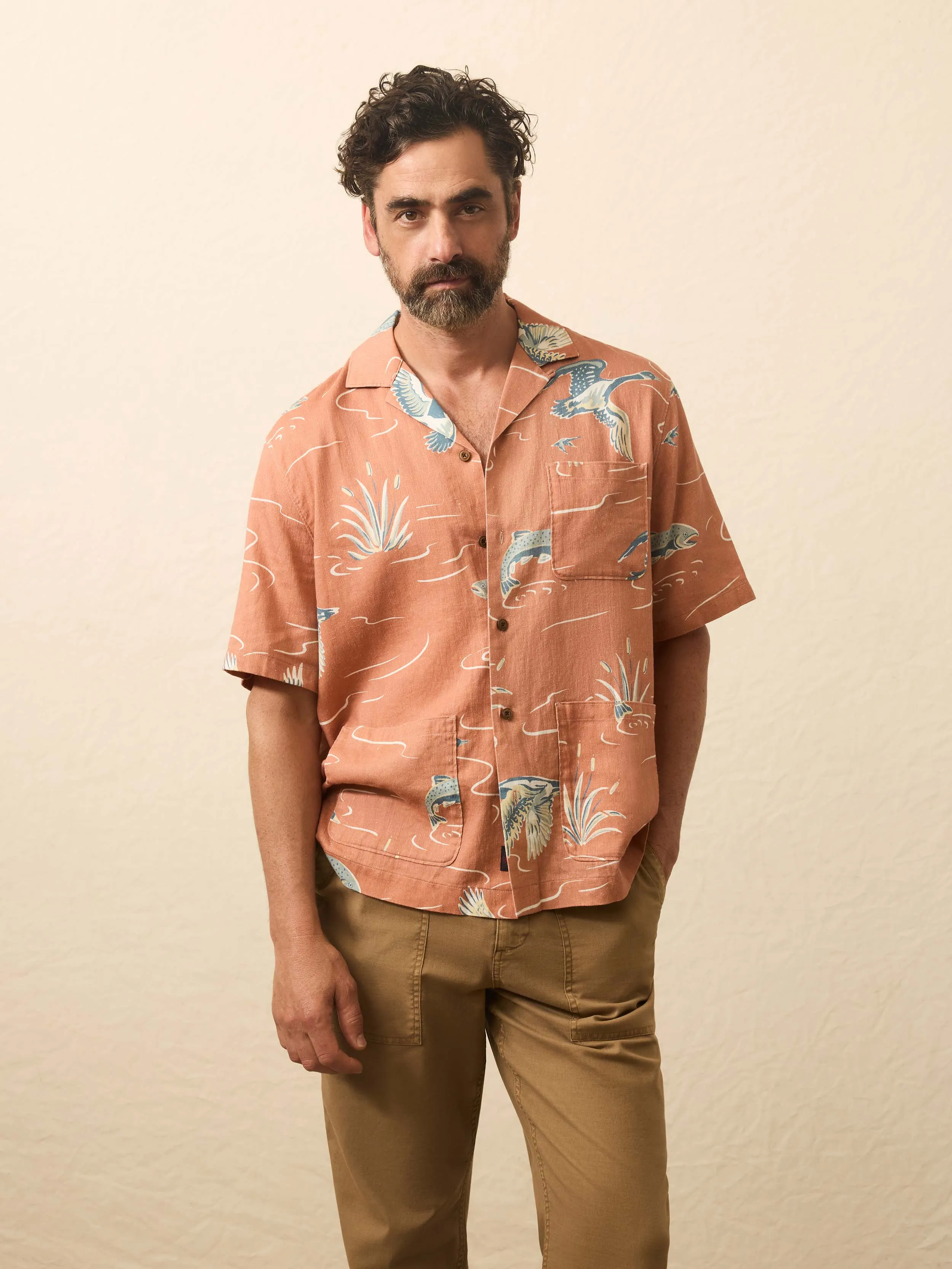 Short-Sleeve Resort Shirt - Red Riverside sold by Faherty product image thumbnail 2