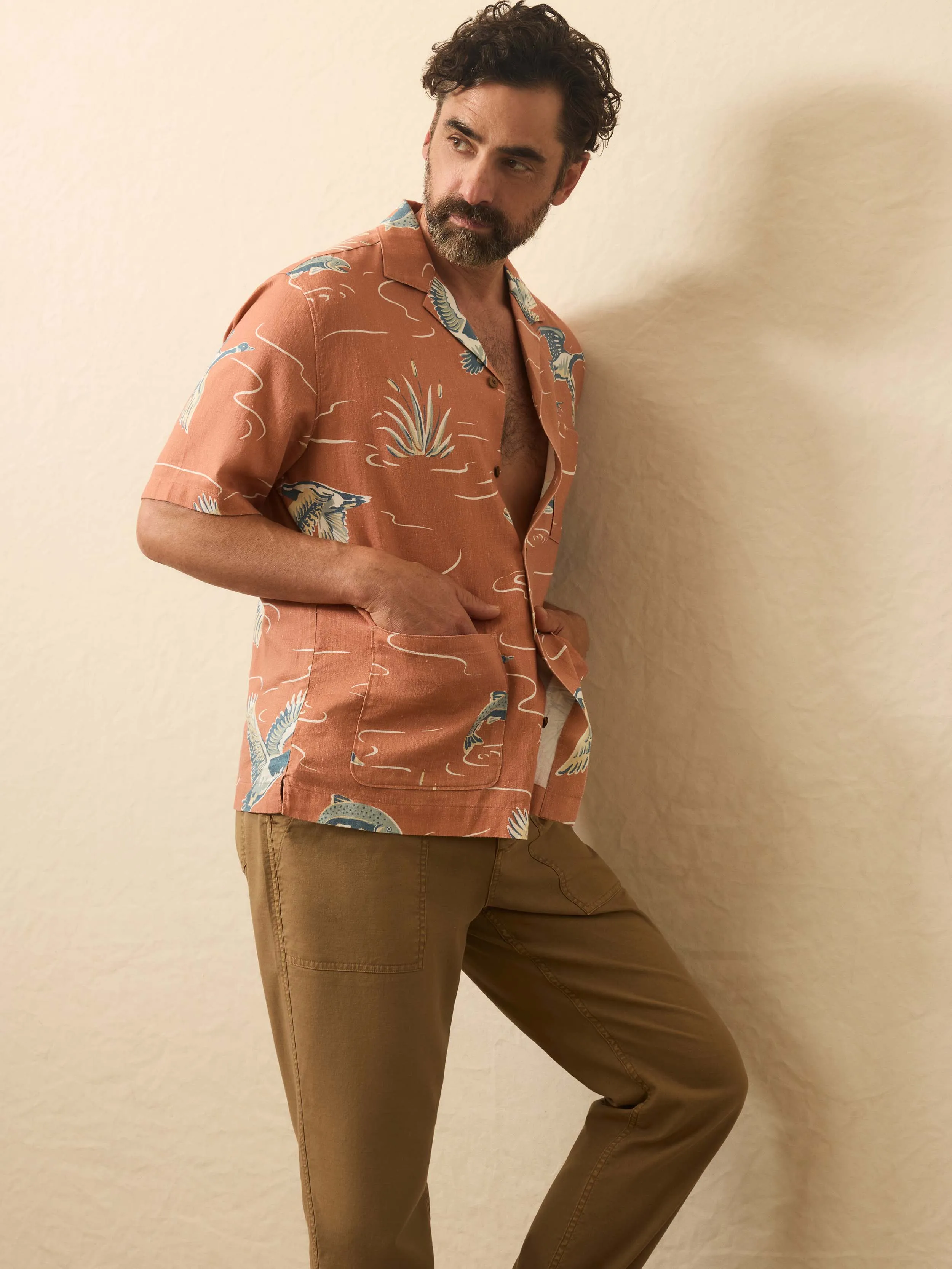 Short-Sleeve Resort Shirt - Red Riverside sold by Faherty product image thumbnail 3