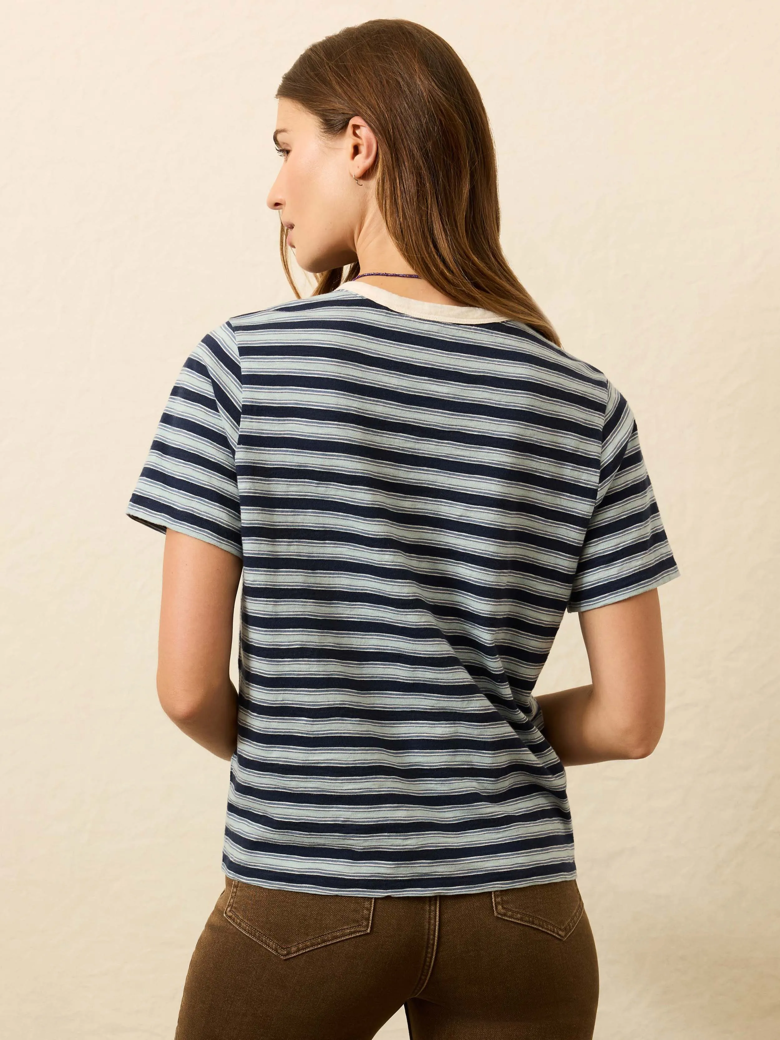 Sunwashed Essential Tee - Harbor Haze Stripe sold by Faherty product image thumbnail 4