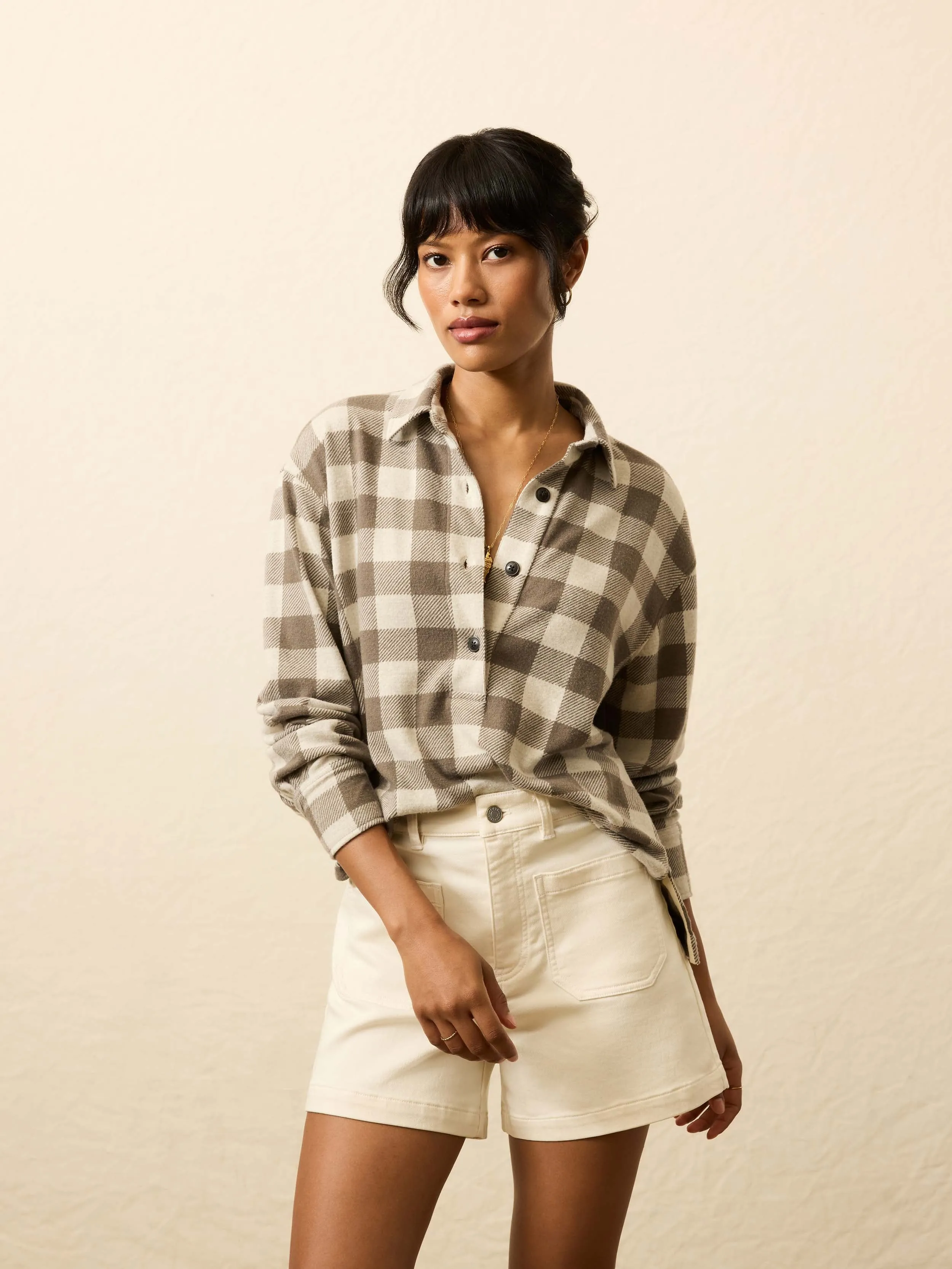 Legend™ Sweater Classic Popover - Brown Oat Buffalo sold by Faherty product image thumbnail 2