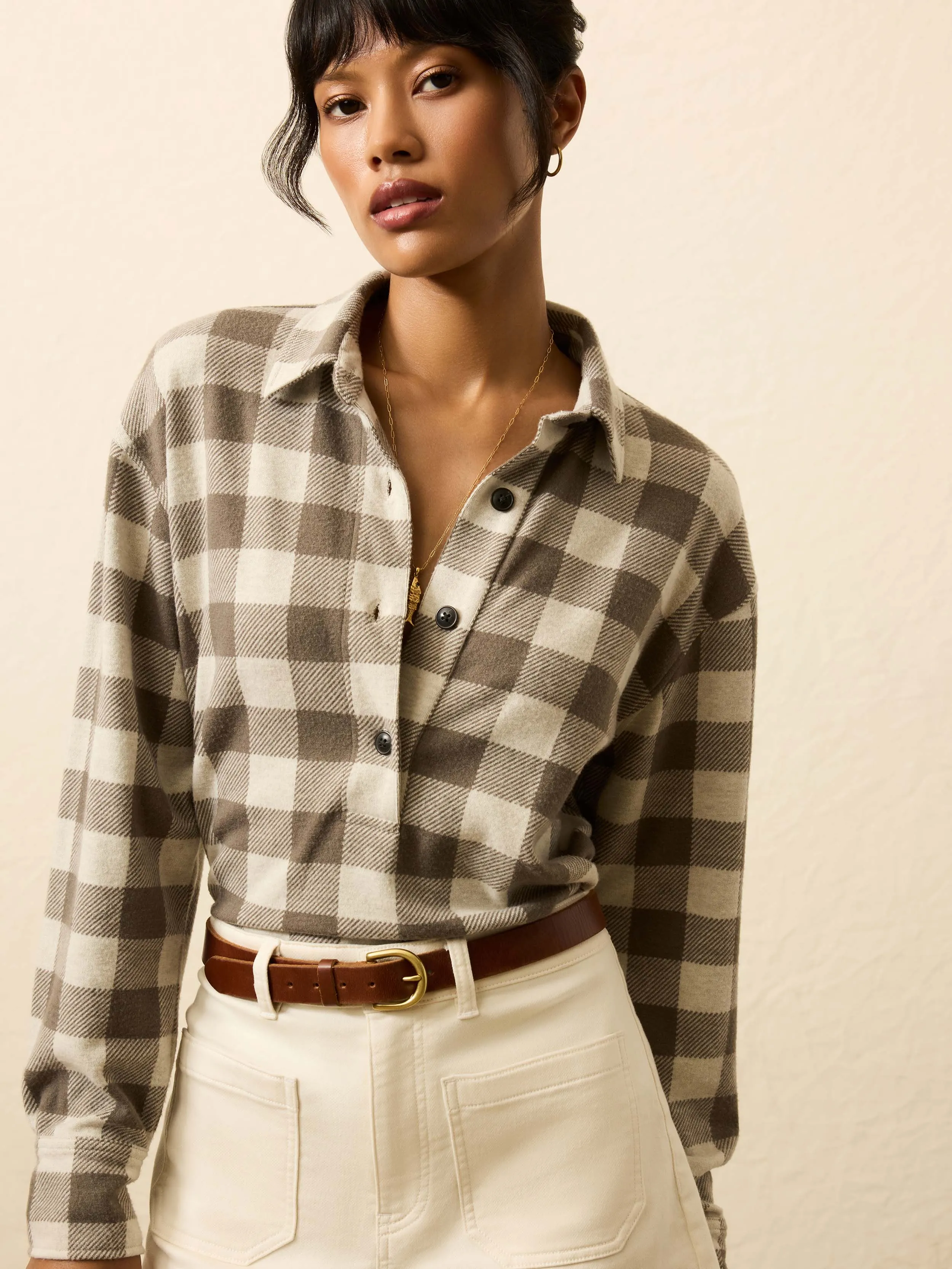 Legend™ Sweater Classic Popover - Brown Oat Buffalo sold by Faherty
