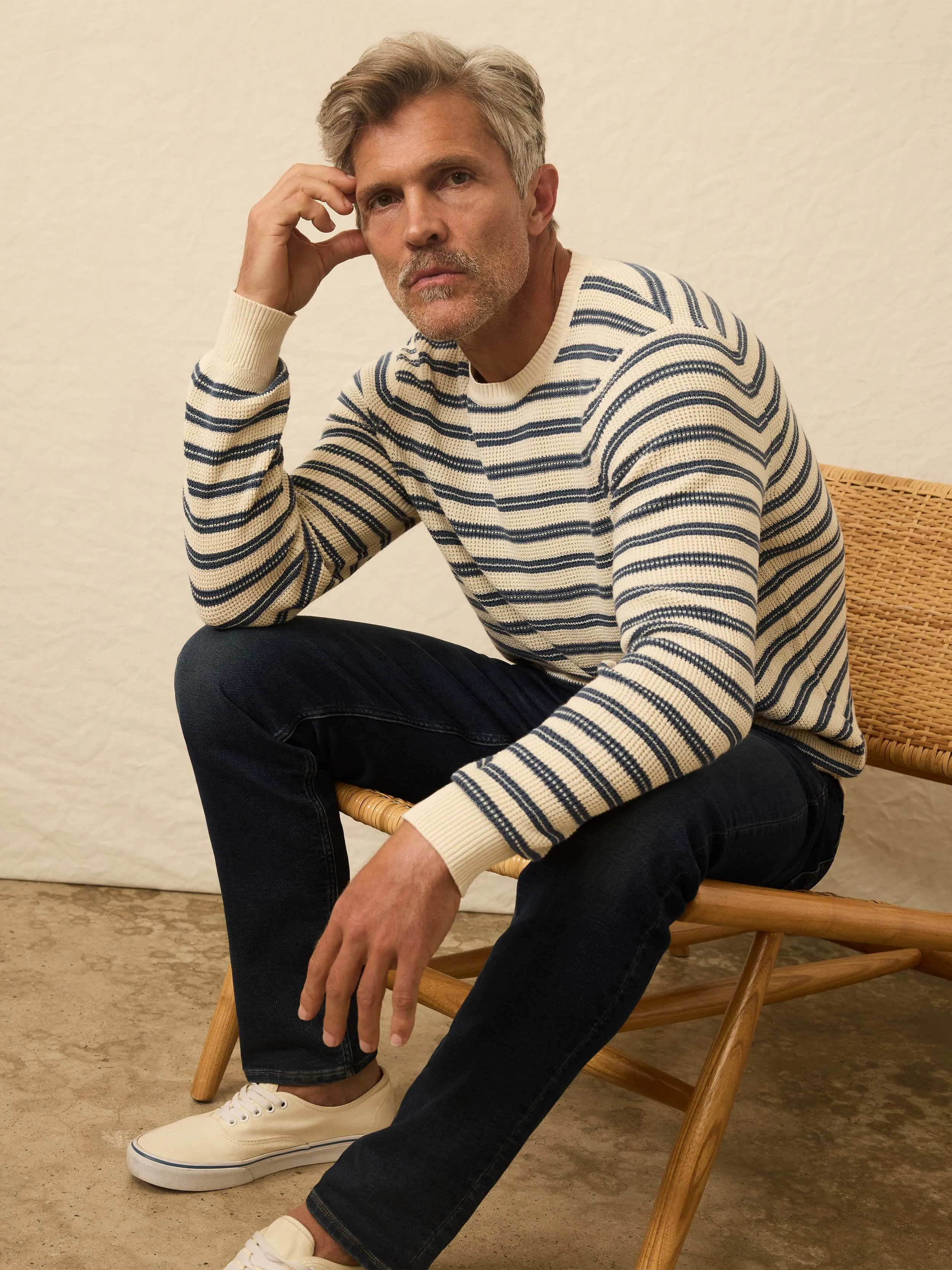 Sunwashed Crewneck Sweater - Booth Island Stripe sold by Faherty product image thumbnail 5